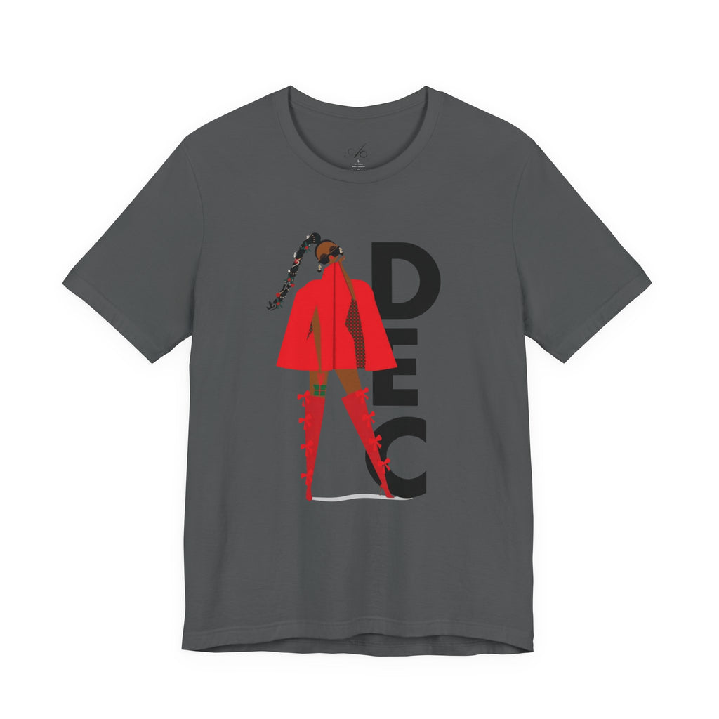 December Fashion Tee  Red Coat Model Graphic Shirt