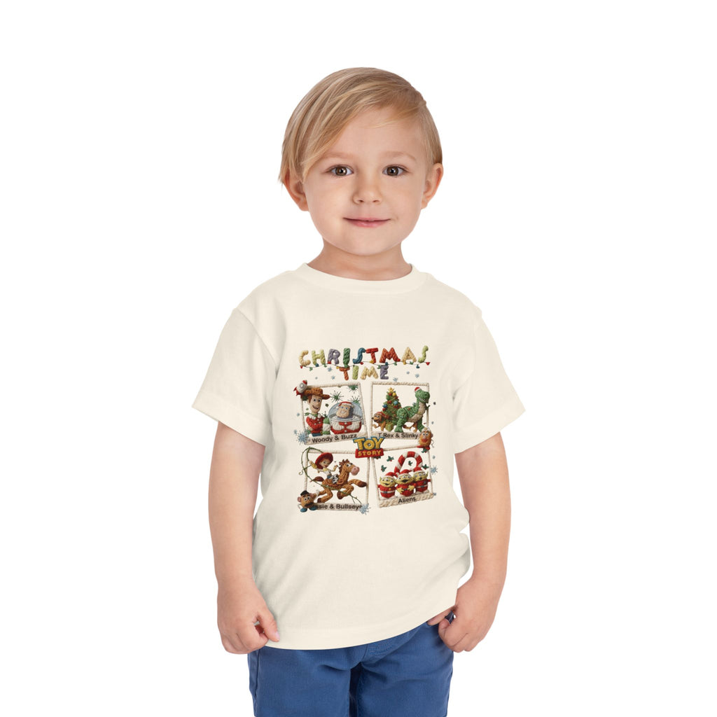 Christmas Time Toddler Tee  Cute Holiday Toy & Santa Print