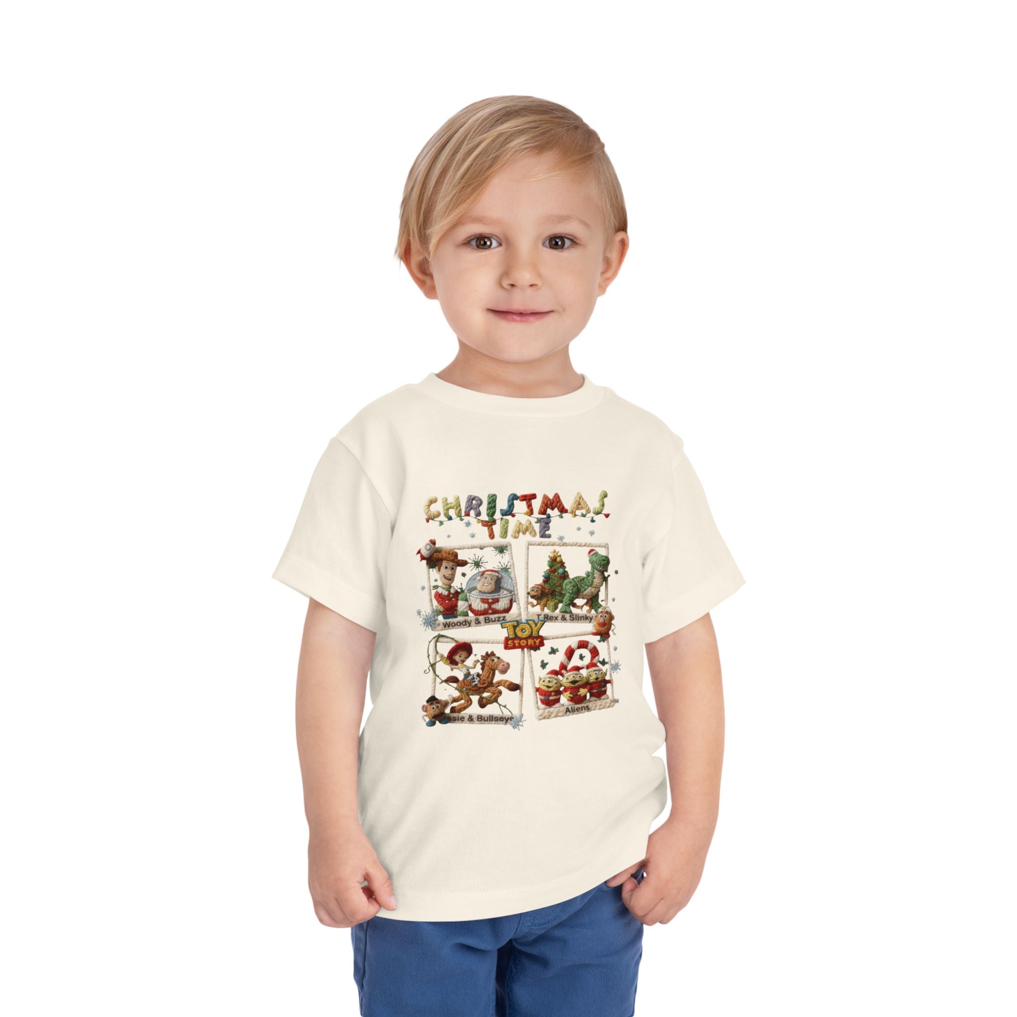 Christmas Time Toddler Tee  Cute Holiday Toy & Santa Print