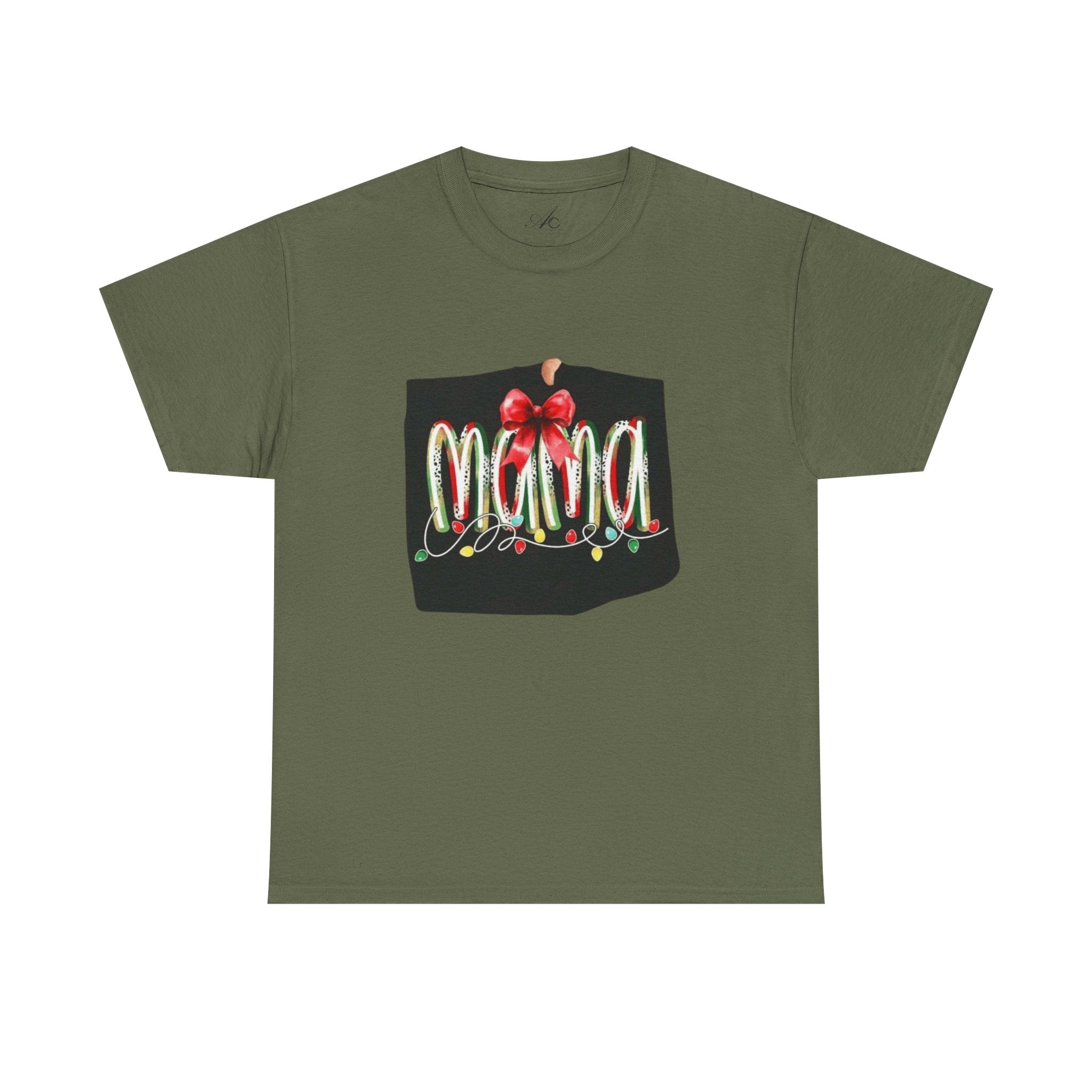 Festive Mama Tee, Cozy Holiday Shirt, Gift for Mom, Christmas T-Shirt, Unisex Cotton Tee
