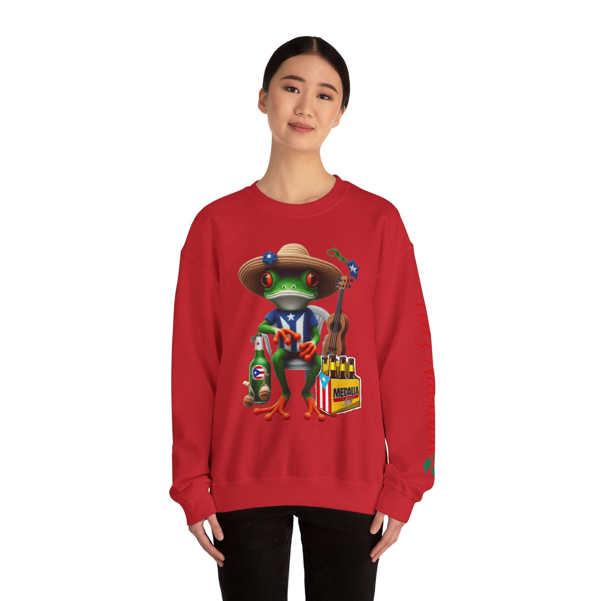 Frog Coqui Crewneck Sweatshirt – Coquito y Medalla Puerto Rican Vibes