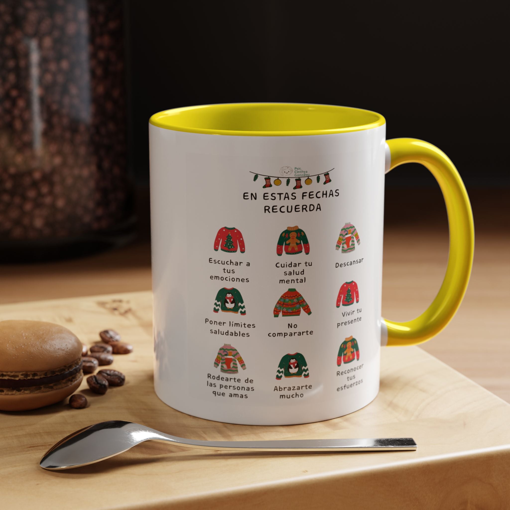Coffee Mug — 'En Estas Fechas Recuerda' Holiday Sweater Reminder Accent Mug (11/15oz)