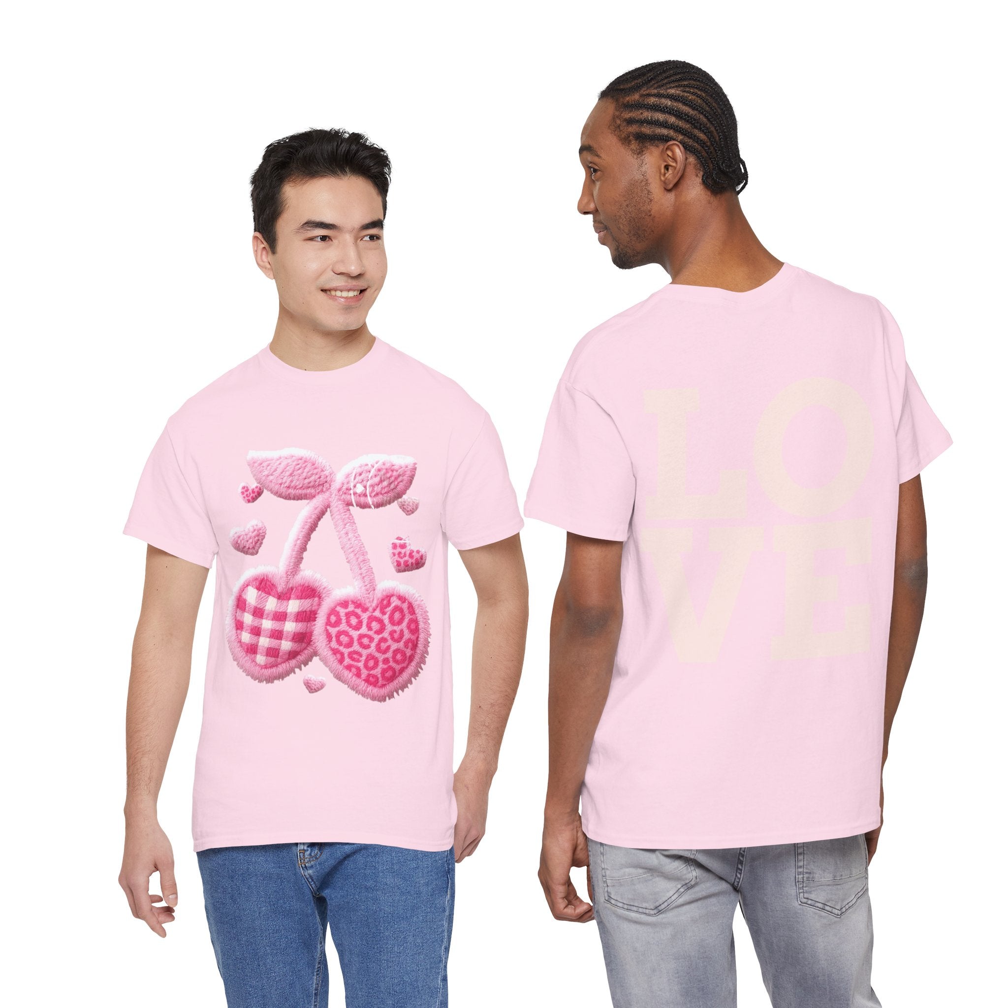 Pink Heart Cherries Tee  LOVE Graphic Valentine T-Shirt