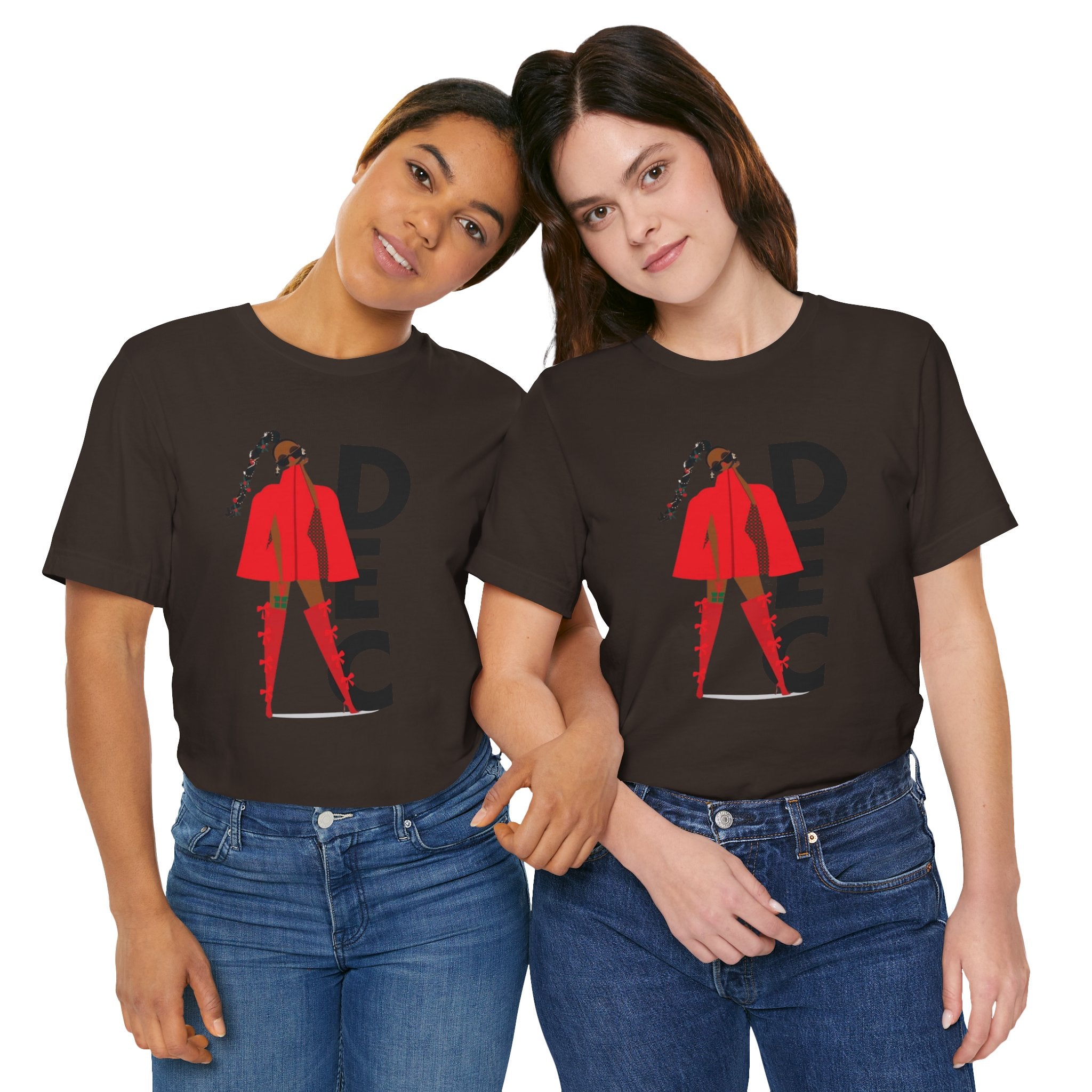 December Fashion Tee  Red Coat Model Graphic Shirt