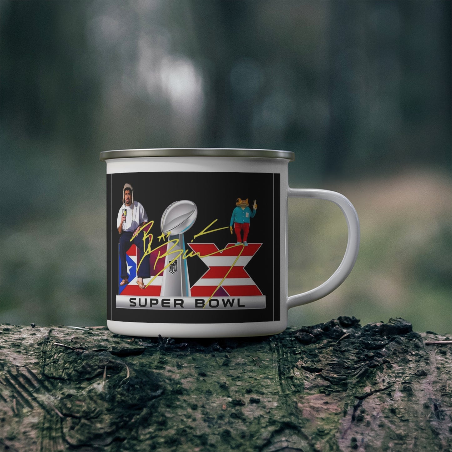 Benito 2026 Super Bowl Enamel Camping Mug with Retro Design