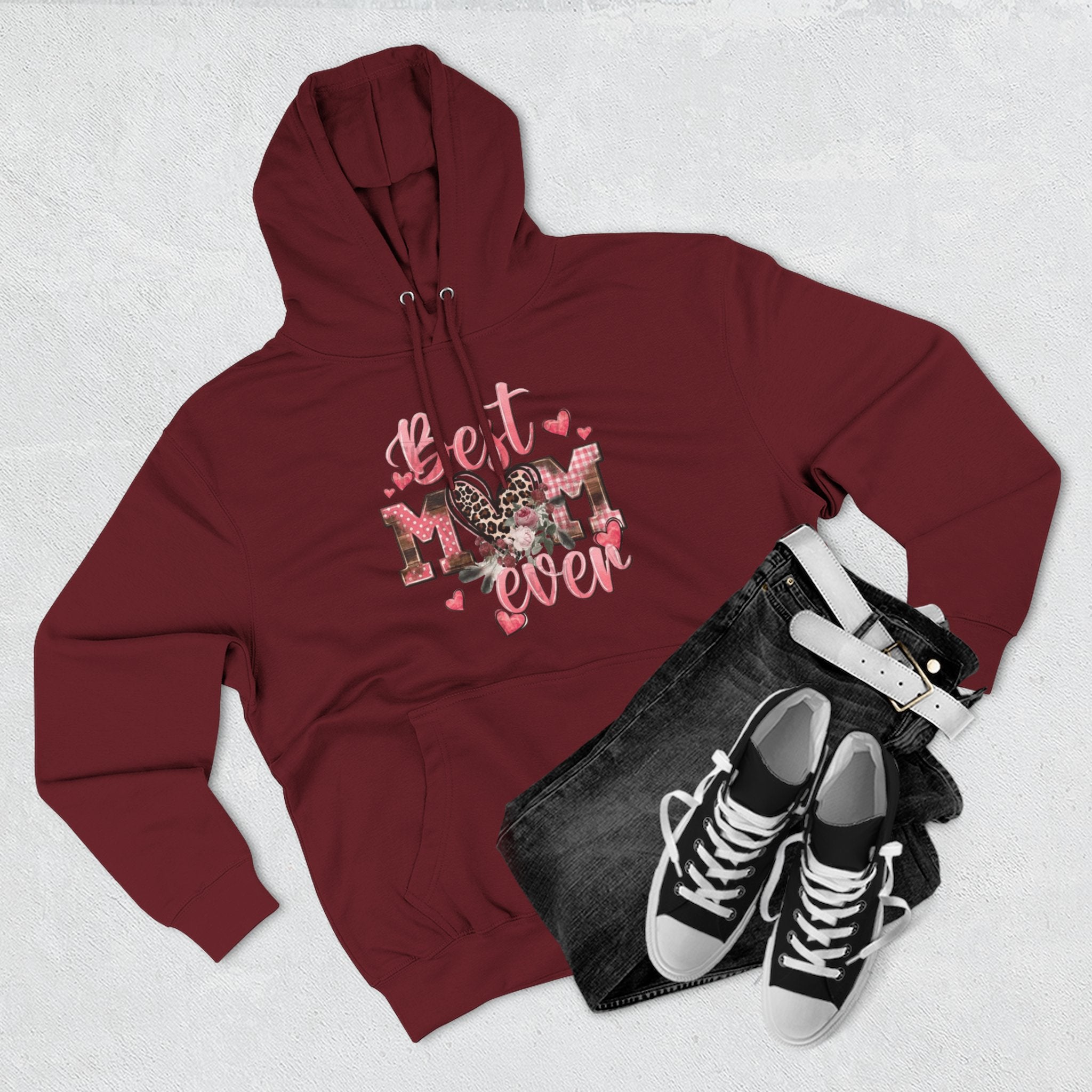 Best Mom Ever Hoodie  Leopard Heart Mother's Day Pullover