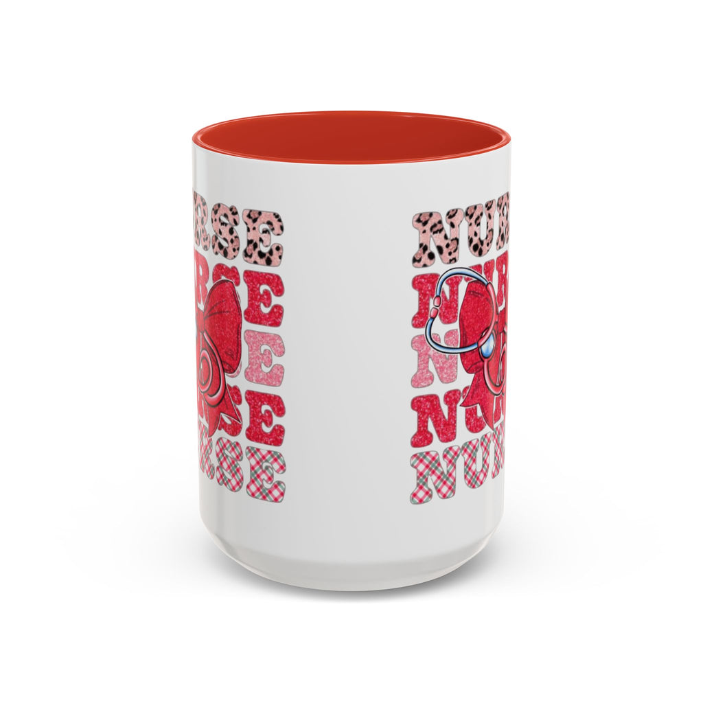 Nurse Stethoscope Bow Accent Coffee Mug — Cute Leopard & Plaid Healthcare Gift (11/15oz) Medical Christmas Mug