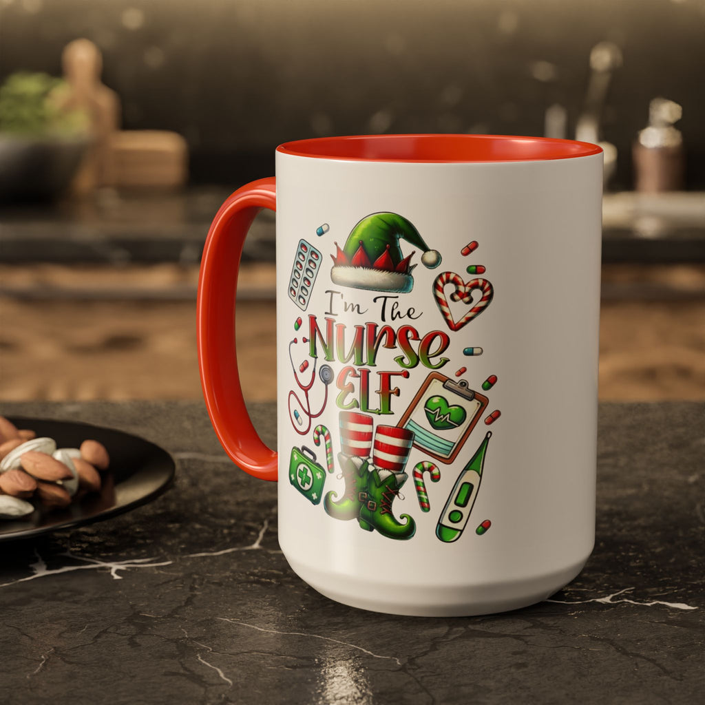 Nurse Elf Coffee Mug — Christmas Medical Holiday Gift (11oz & 15oz) Medical Christmas Mug