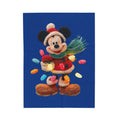 Mickey Mouse Holiday Velveteen Plush Blanket — Festive Lights & Scarf Cozy Throw