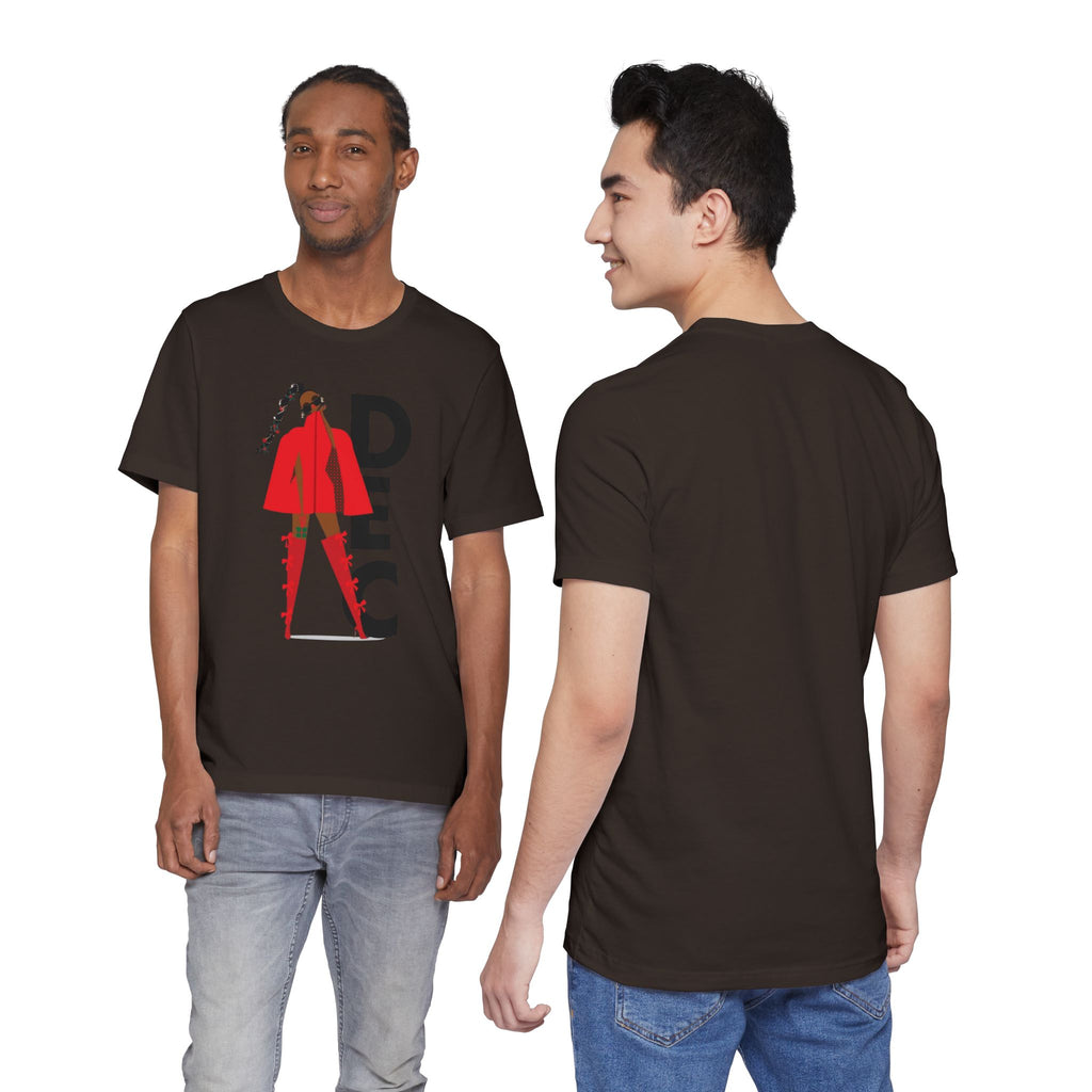 December Fashion Tee  Red Coat Model Graphic Shirt