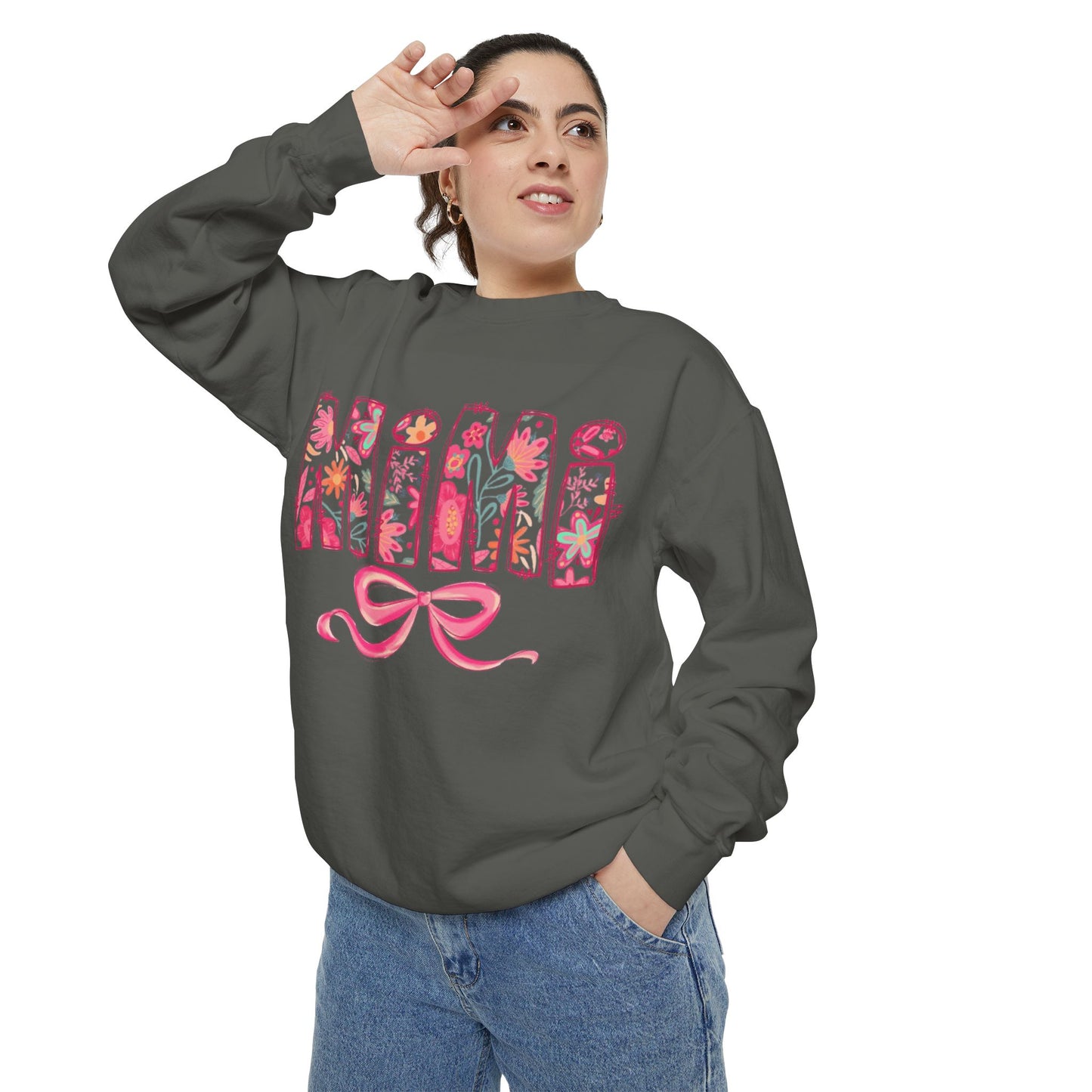 Mama Floral Sweatshirt  Pink Floral 'MAMA' Design with Bow