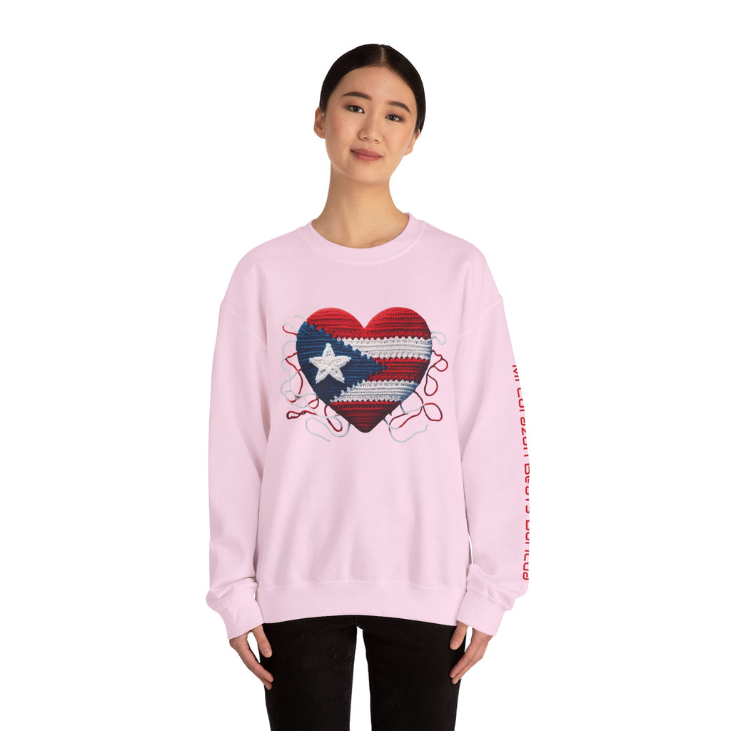 Puerto Rico Heart Crewneck Sweatshirt  Puerto Rican Flag Heart Knit Design