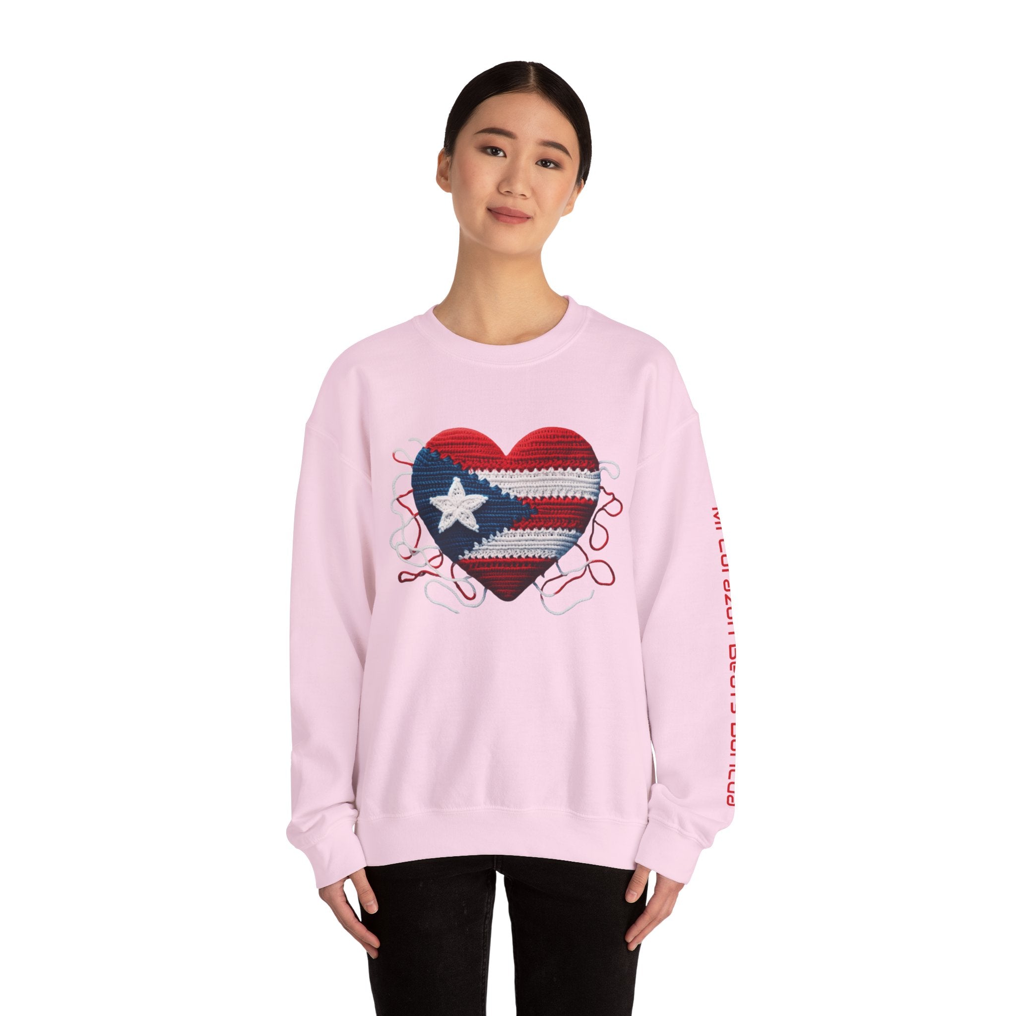 Puerto Rico Heart Crewneck Sweatshirt  Puerto Rican Flag Heart Knit Design