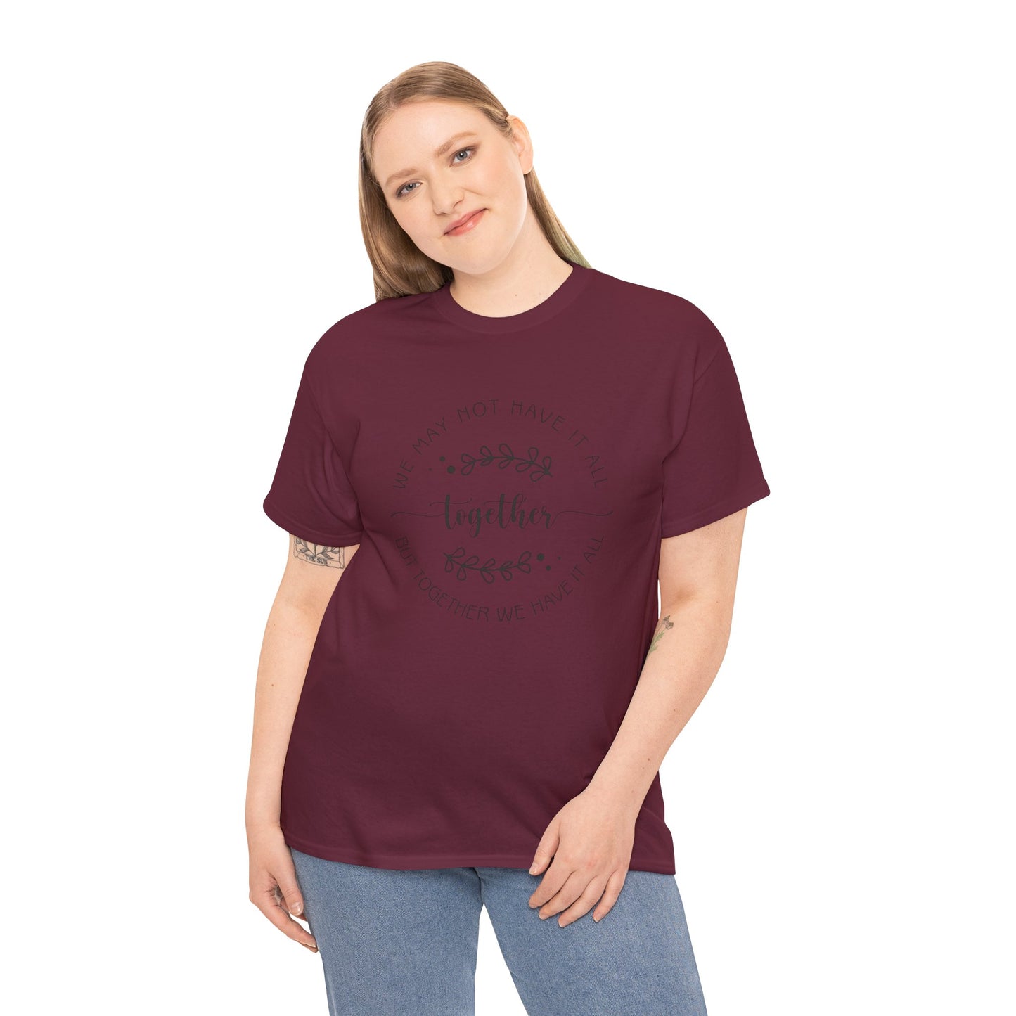 Together Floral Circle Tee  "Together" Inspirational Family Unity Shirt