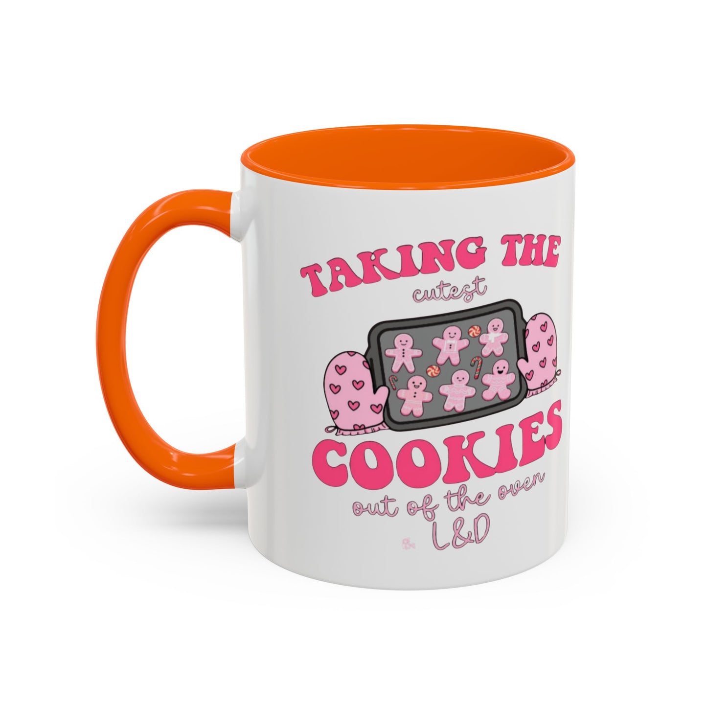 Accent Coffee Mug — "Taking the Cookies" Cute Pink Baking Design Coffee Cup for Fun Celebrations