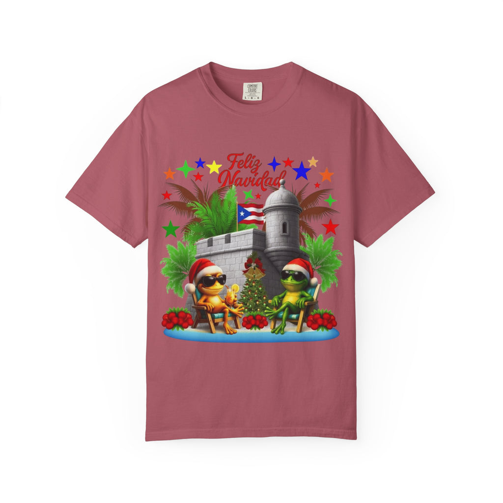 Feliz Navidad Puerto Rico T-Shirt  Castillo & Coquí Holiday Tee Puerto Rico Navidades