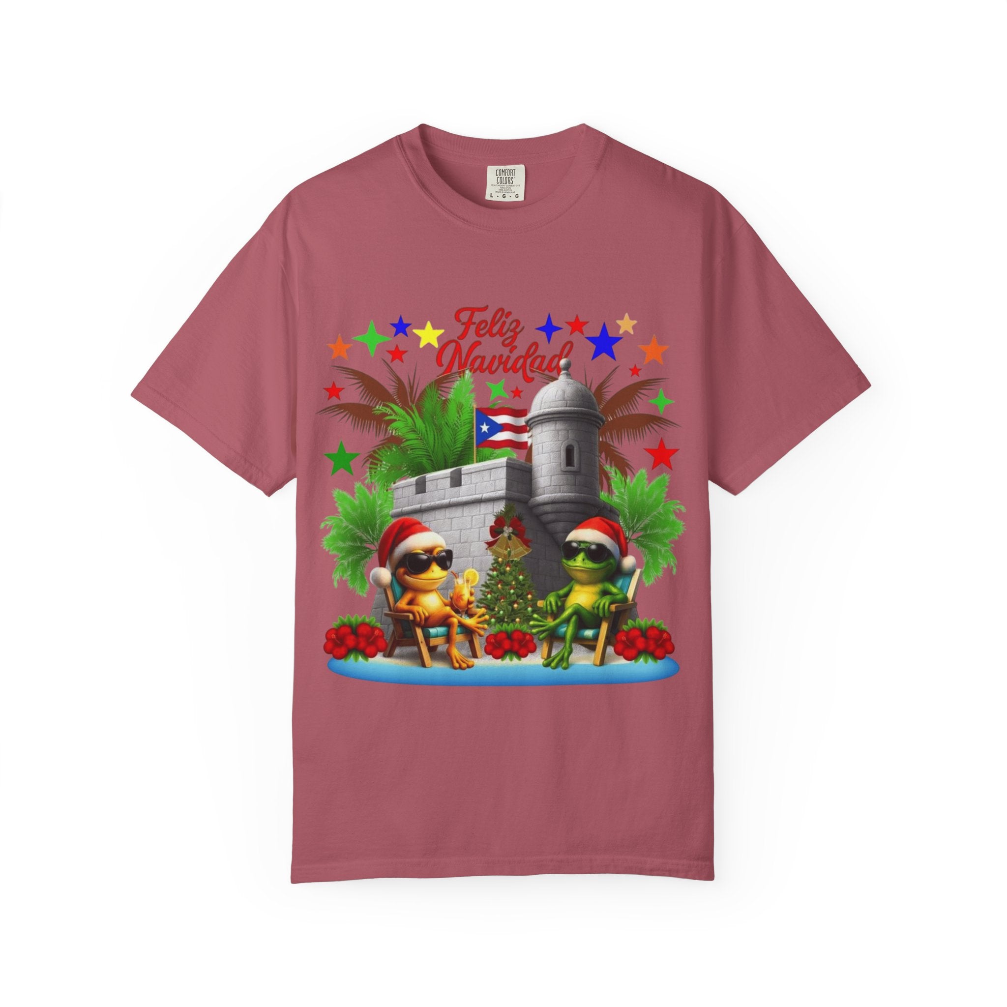 Feliz Navidad Puerto Rico T-Shirt  Castillo & Coquí Holiday Tee Puerto Rico Navidades