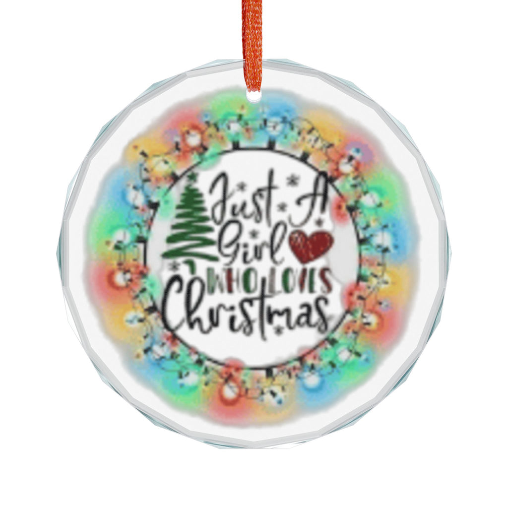 Crystal Glass Ornament - "Just a Girl Who Loves Christmas" Heart Holiday Decoration