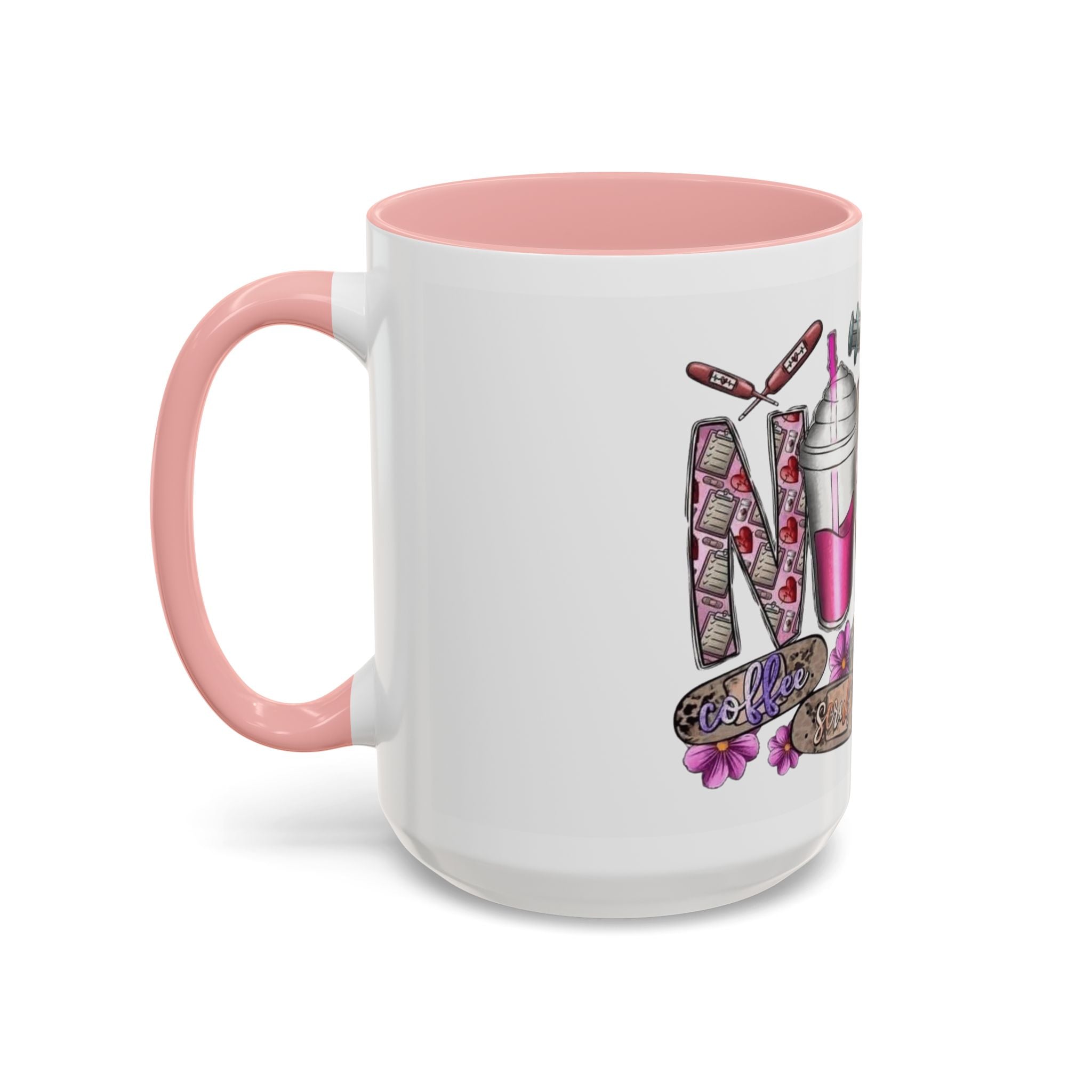 Nurse Love Coffee Mug  Cute Floral Medical Stethoscope & Syringe Design (11/15oz) Medical Christmas Mug