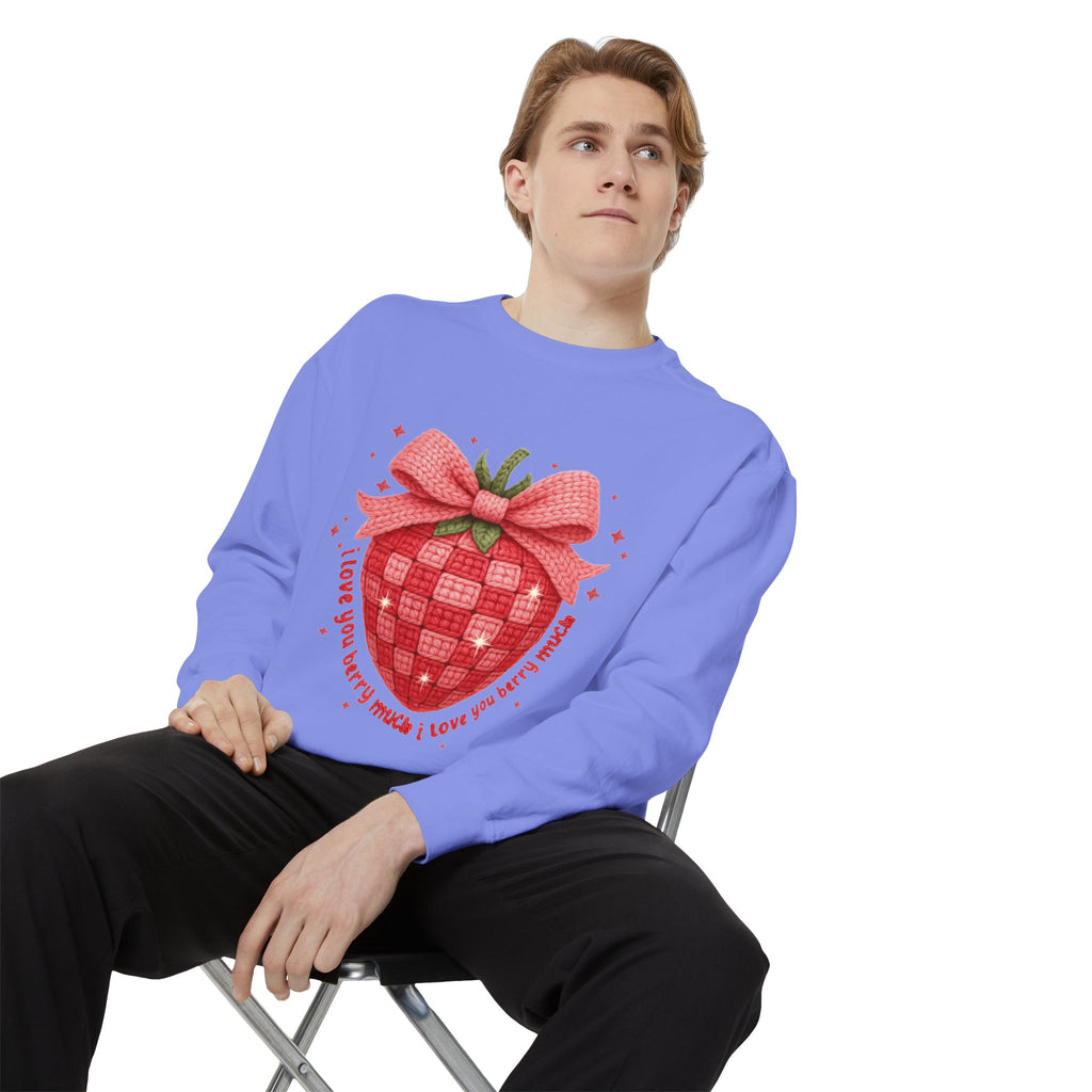 Strawberry Bow Sweatshirt  "I Love You Berry Much" Cute Valentine Pullover