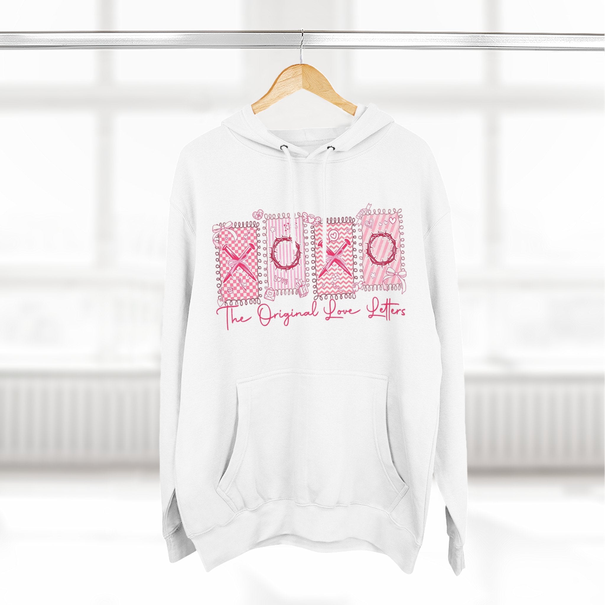 Hoodie  Pink XOXO Three Panel Love Letters Fleece Hoodie