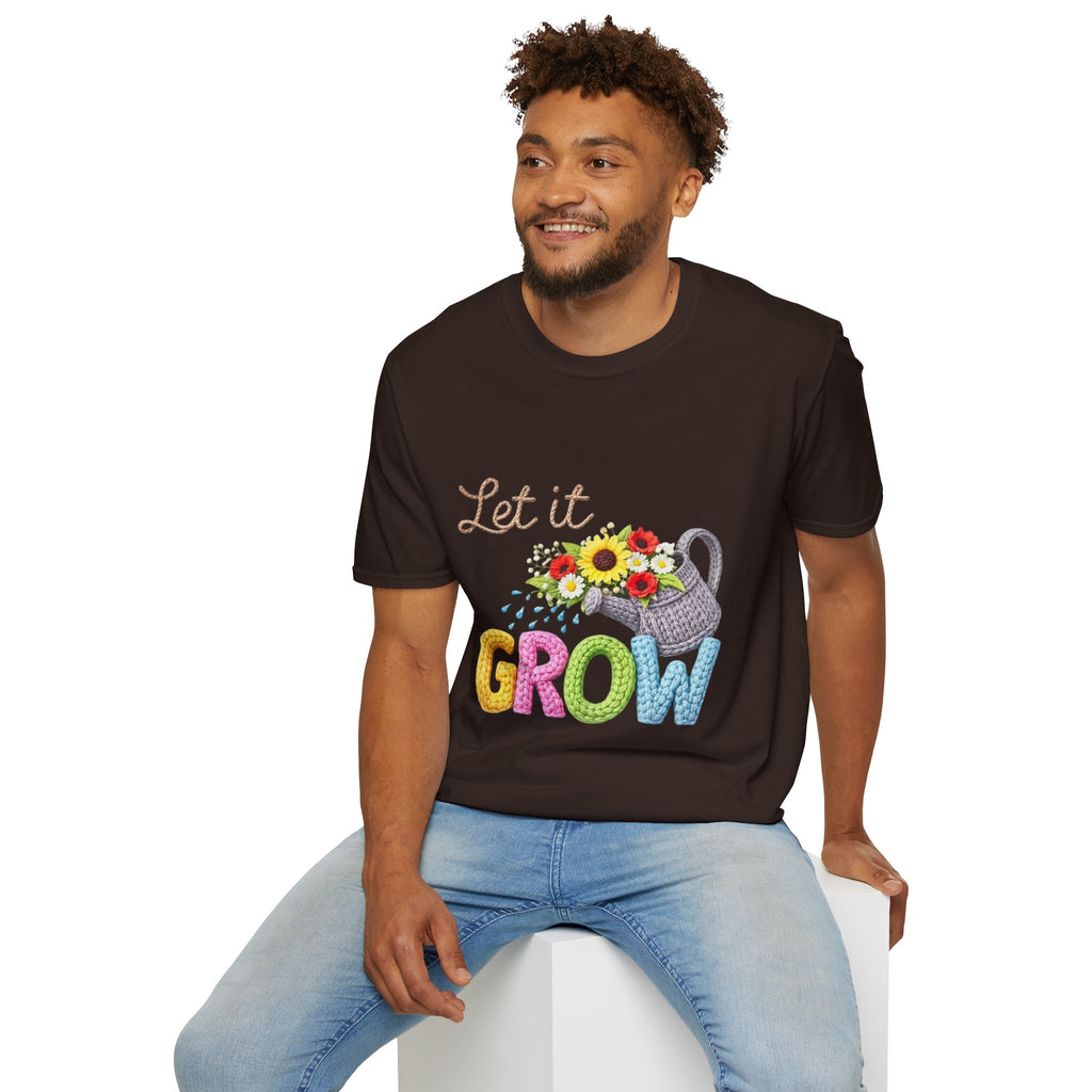 Let It Grow T-Shirt — Floral Watering Can Garden Tee
