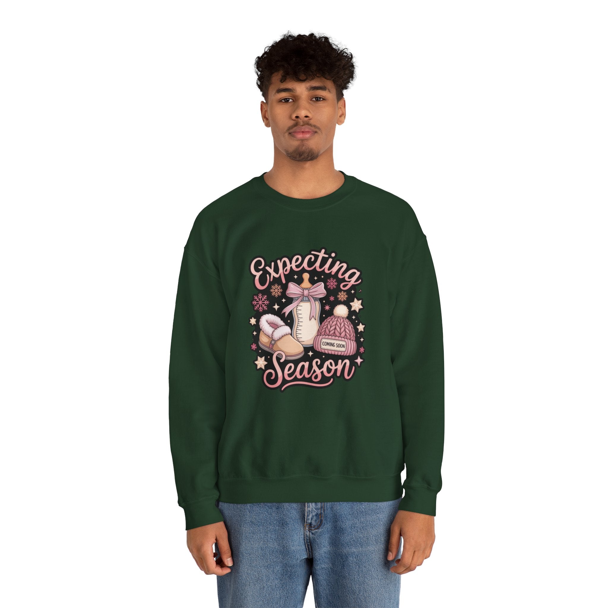 Expecting Season Sweatshirt  Cute Pregnancy Announcement Pullover Cartoon Christmas T-shirts and Sweaters