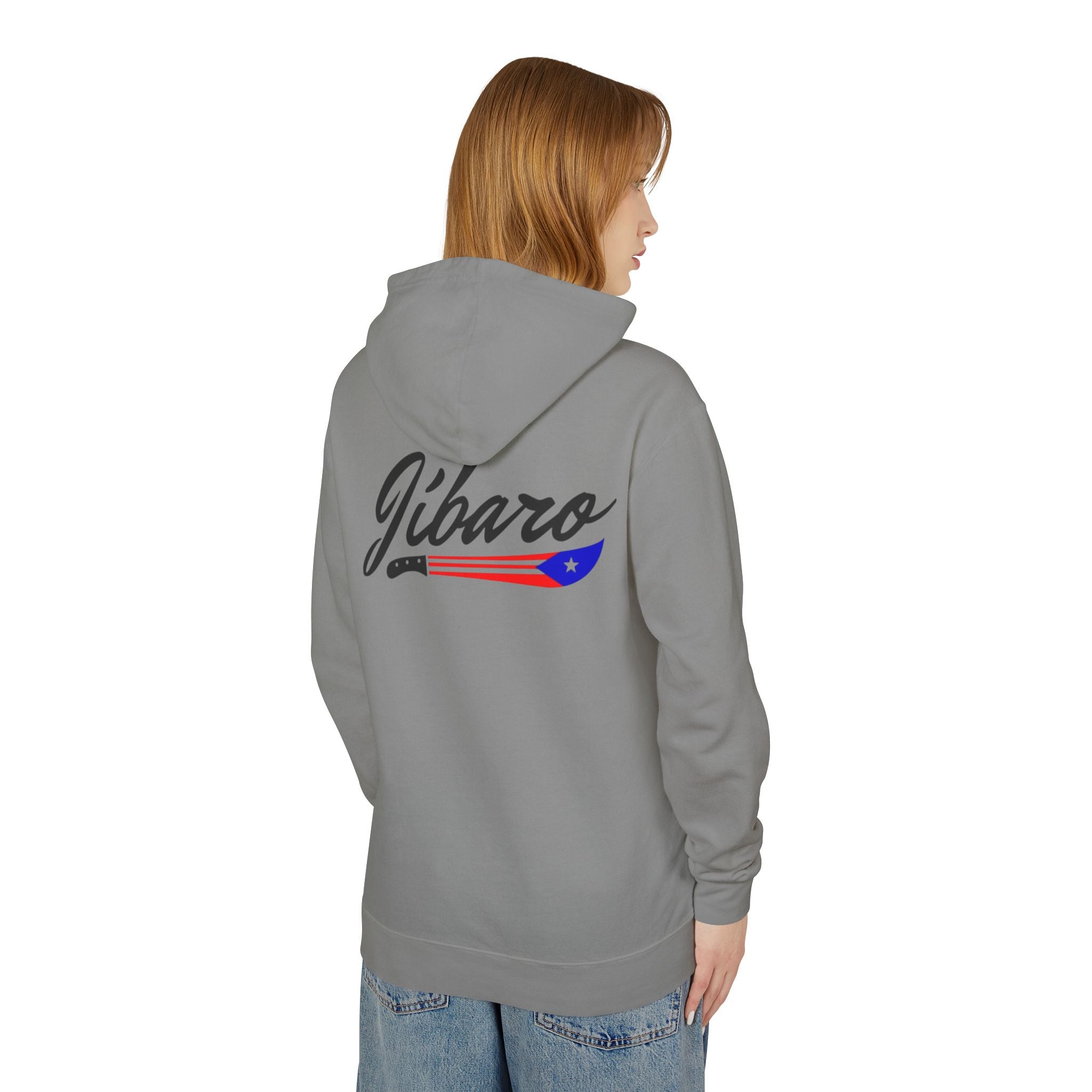 Puerto Rico Heart Flag Hoodie  "Jíbaro" Back Graphic