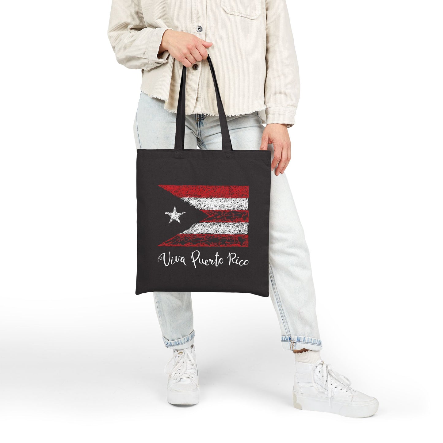 Puerto Rican Flag Handbag Cotton Canvas Tote Bag