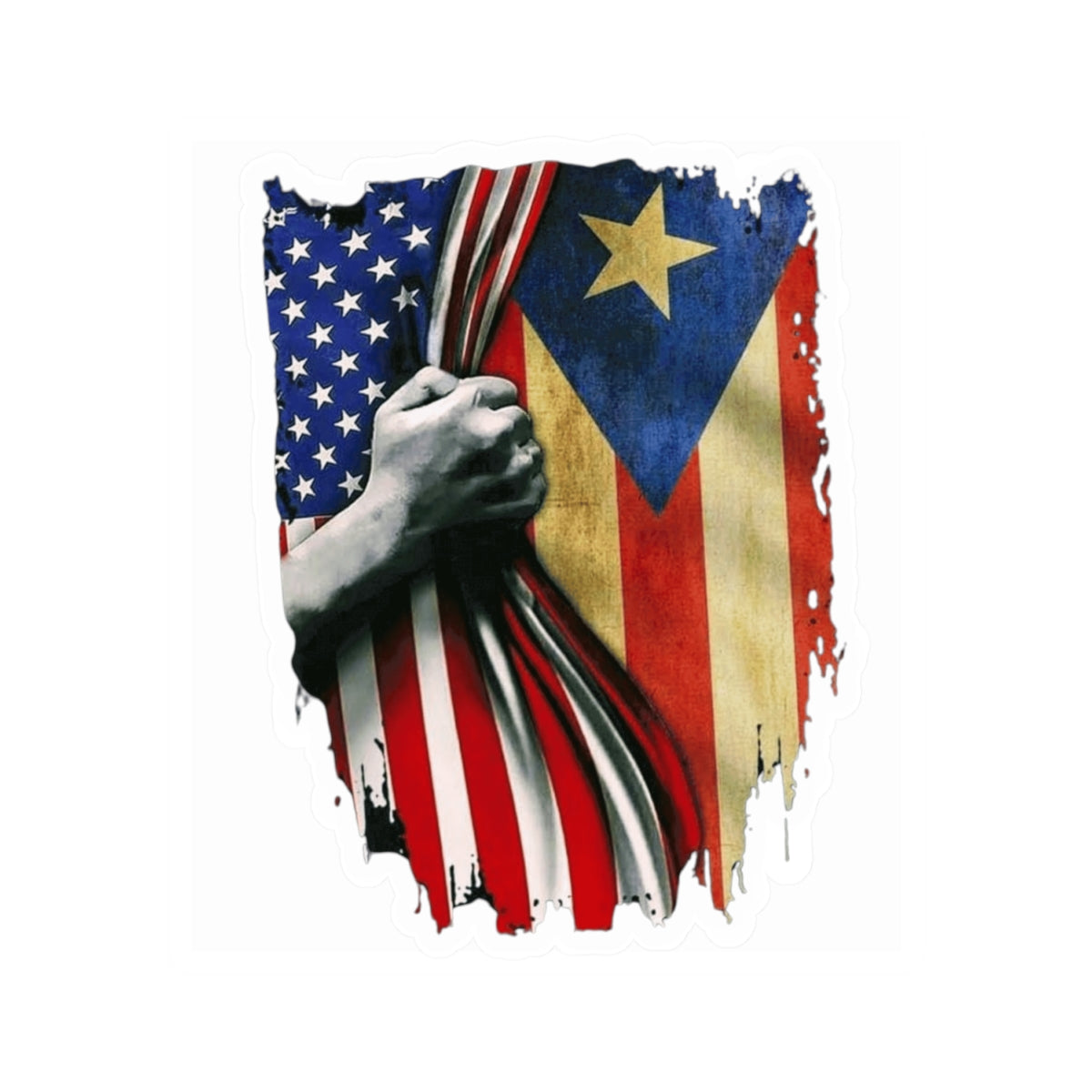 PR Proud from Here, Rooted Over There Patriotic Kiss-Cut Stickers, American Pride Decor, Political Accessories, Flag-themed Gifts, Celebratory Stickers