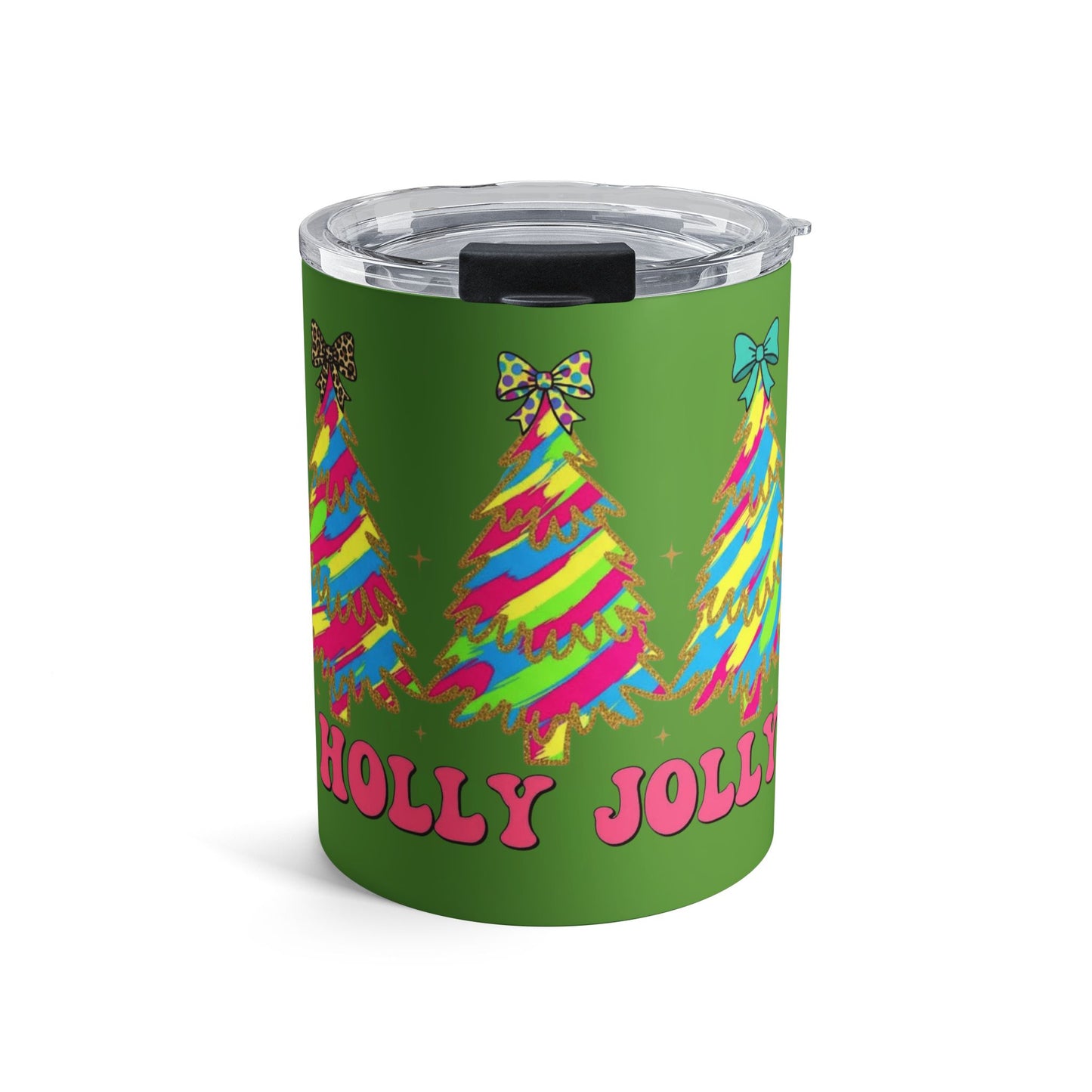 Festive Christmas Tumbler 10oz - Holly Jolly Design Christmas Design