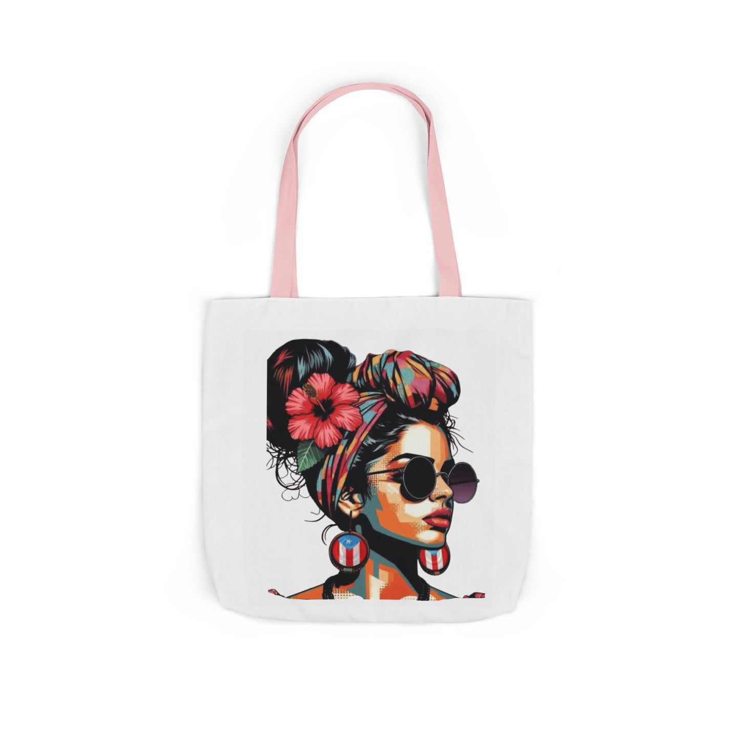 Carry Your Culture – Puerto Rican Pride in Every Step Chic Canvas Tote Bag - Stylish Floral Portrait, Trendy Beach Carryall, Mother's Day Gift, Everyday Shopper, Art Lovers Essential