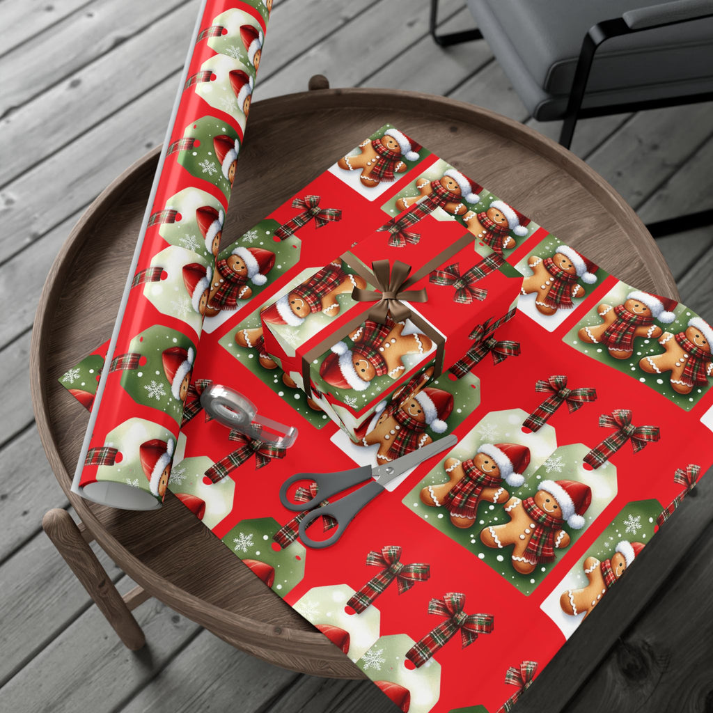 Christmas Gingerbread & Plaid Gift Wrap Paper – Holiday Present Wrapping Sheets