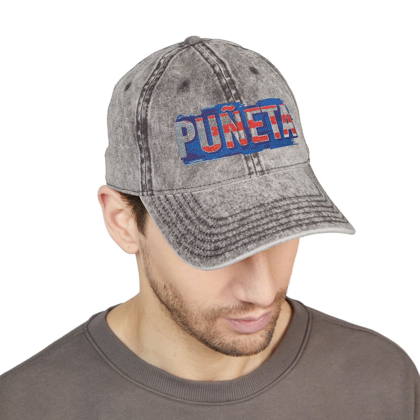 Puerto Rico Pride Knit Hat Vintage Embroidered Cap Puneta Red Hat for Casual Style
