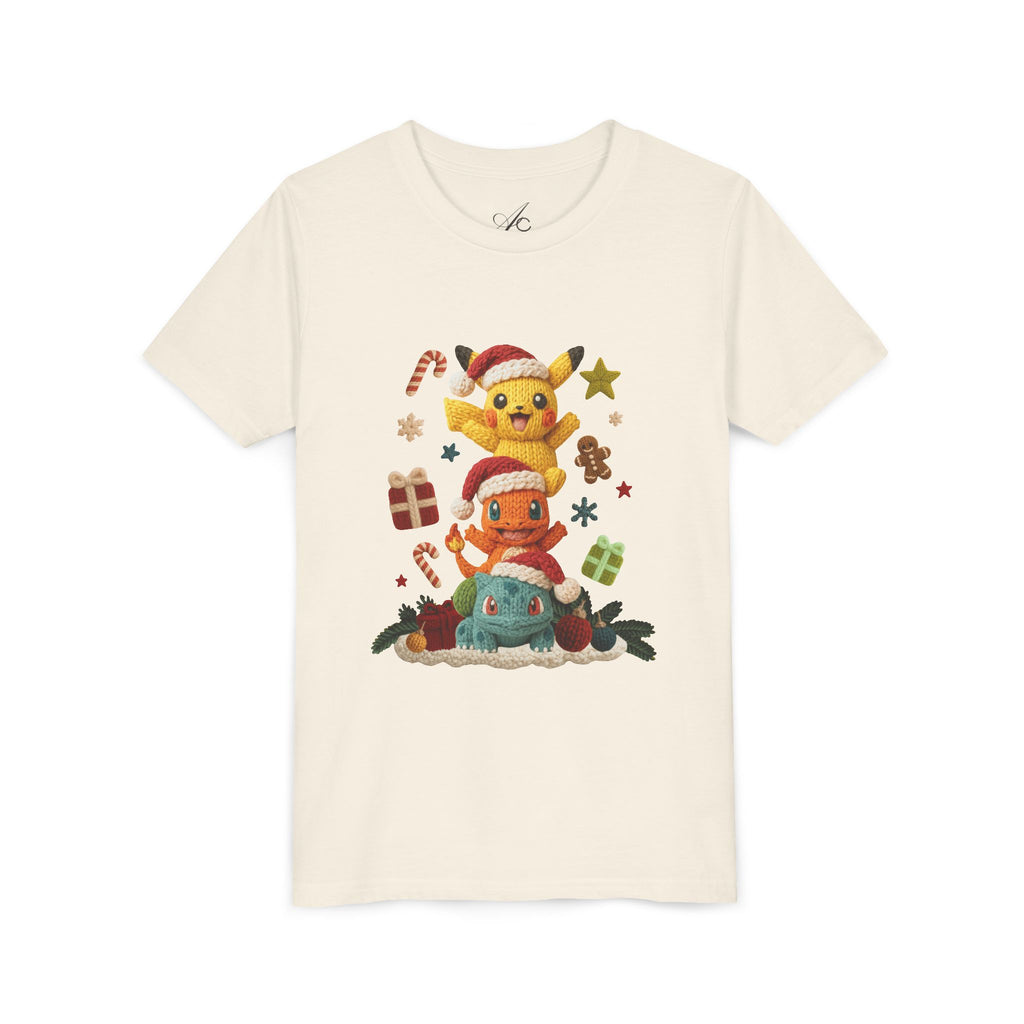 Kids Holiday Tee  Cute Stacked cartoon Characters Christmas Design