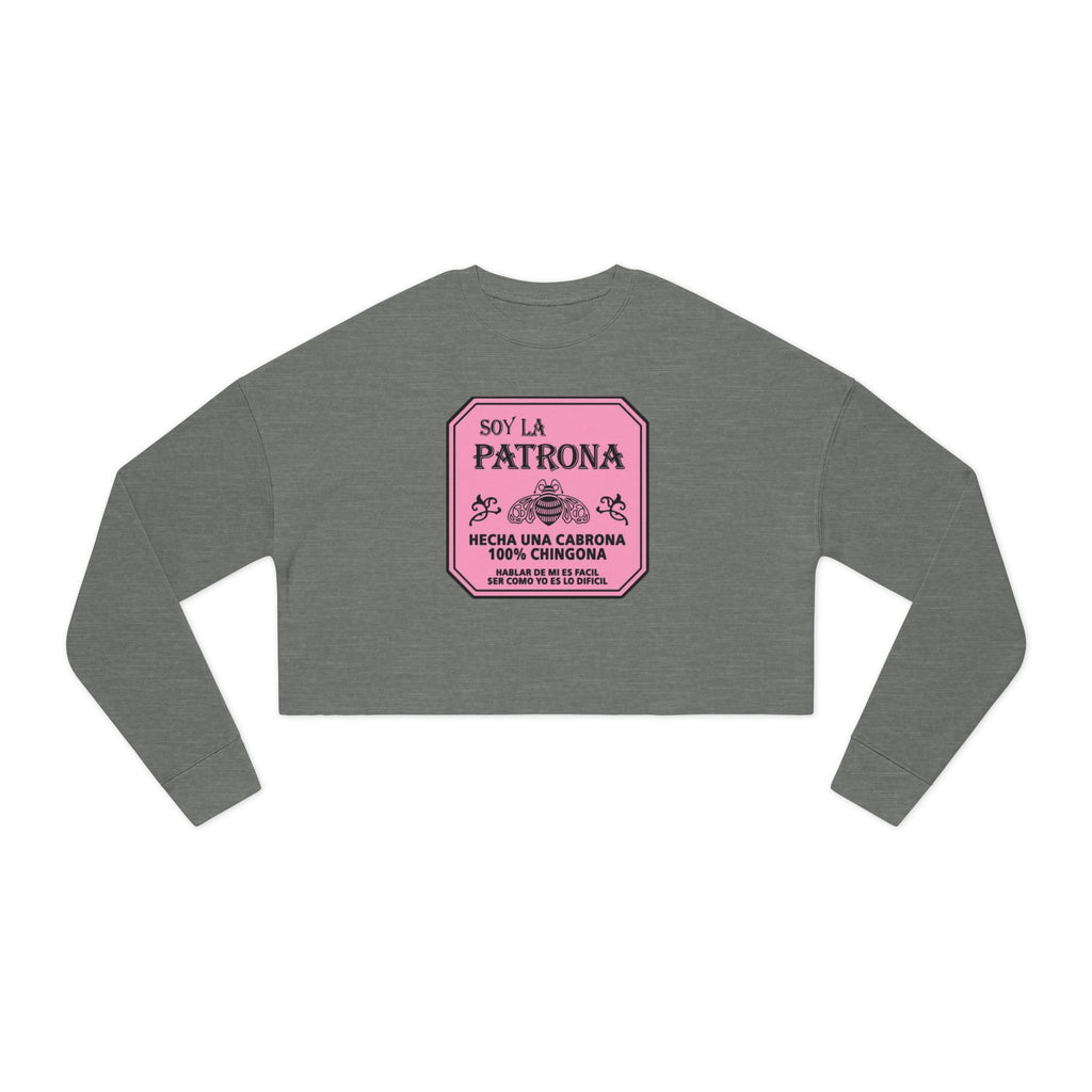 Cropped Sweatshirt “Soy La Patrona” Pink Graphic Amor Familiar Minimalista
