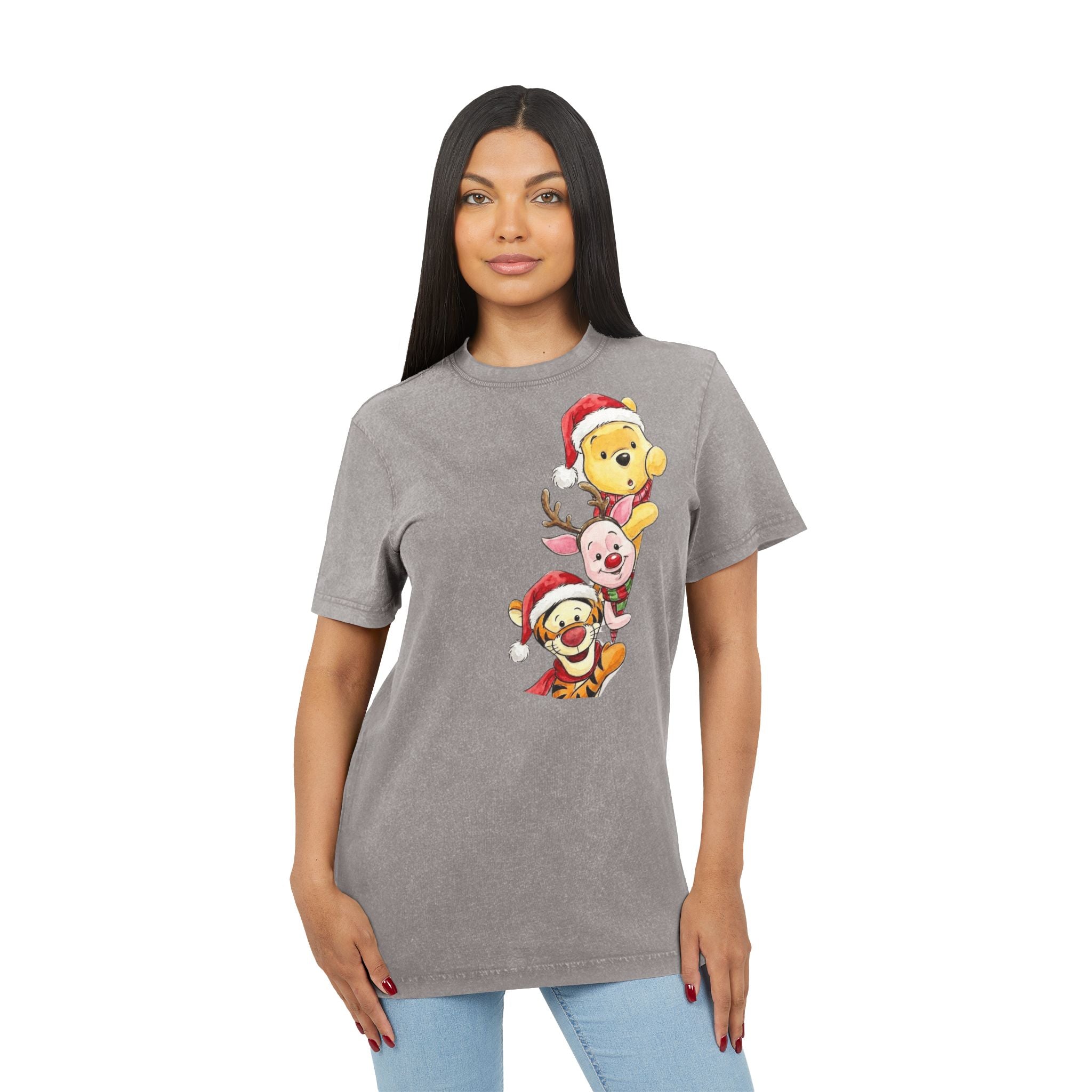 Christmas Character Stack Acid-Wash  Tee Cartoon Christmas T-shirts and Sweaters,