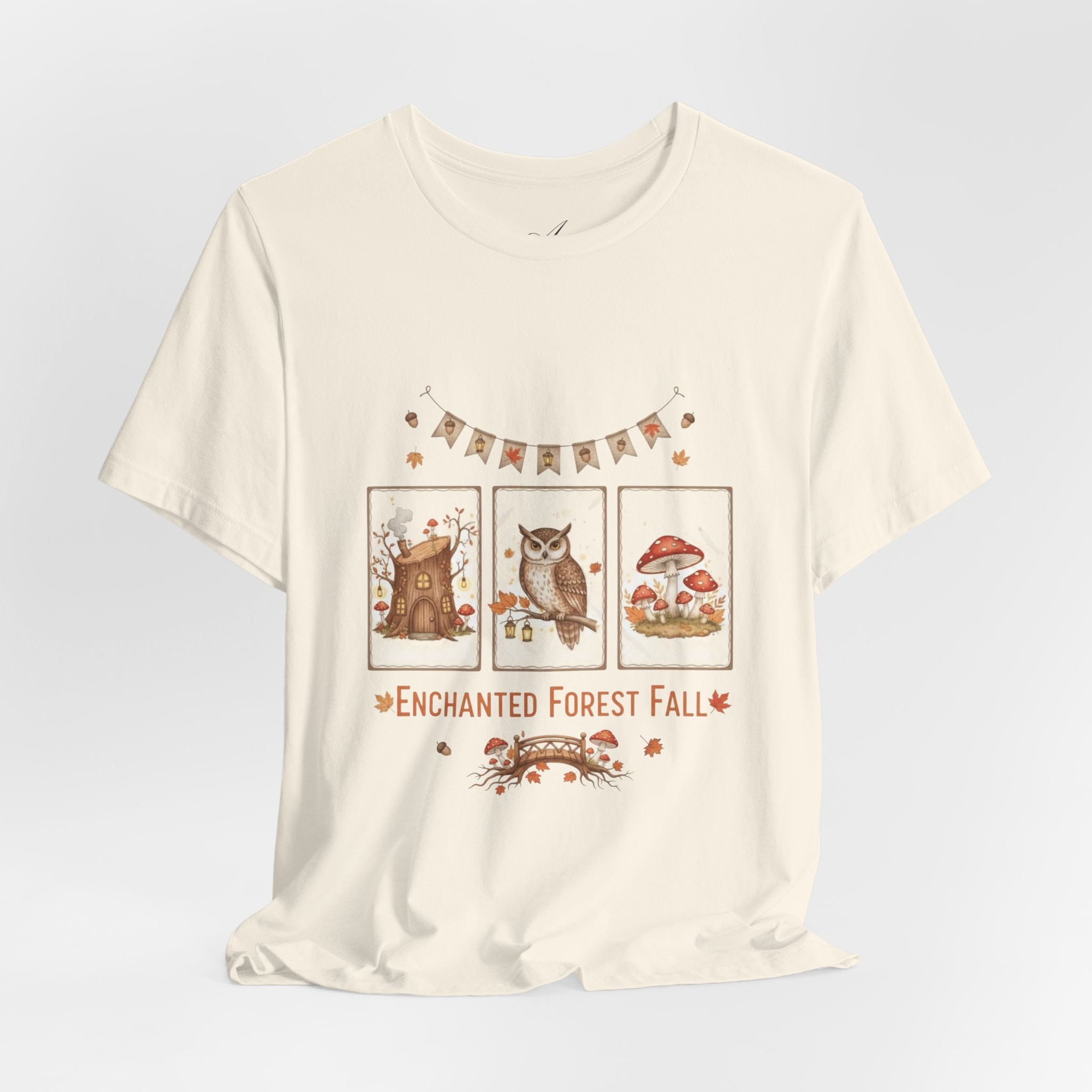 Enchanted Forest Fall Tee, Cute Owl Shirt, Autumn Graphic Tee, Nature Lover Gift, Cozy Fall Apparel, Wildlife T-Shirt, Unisex Fall Top