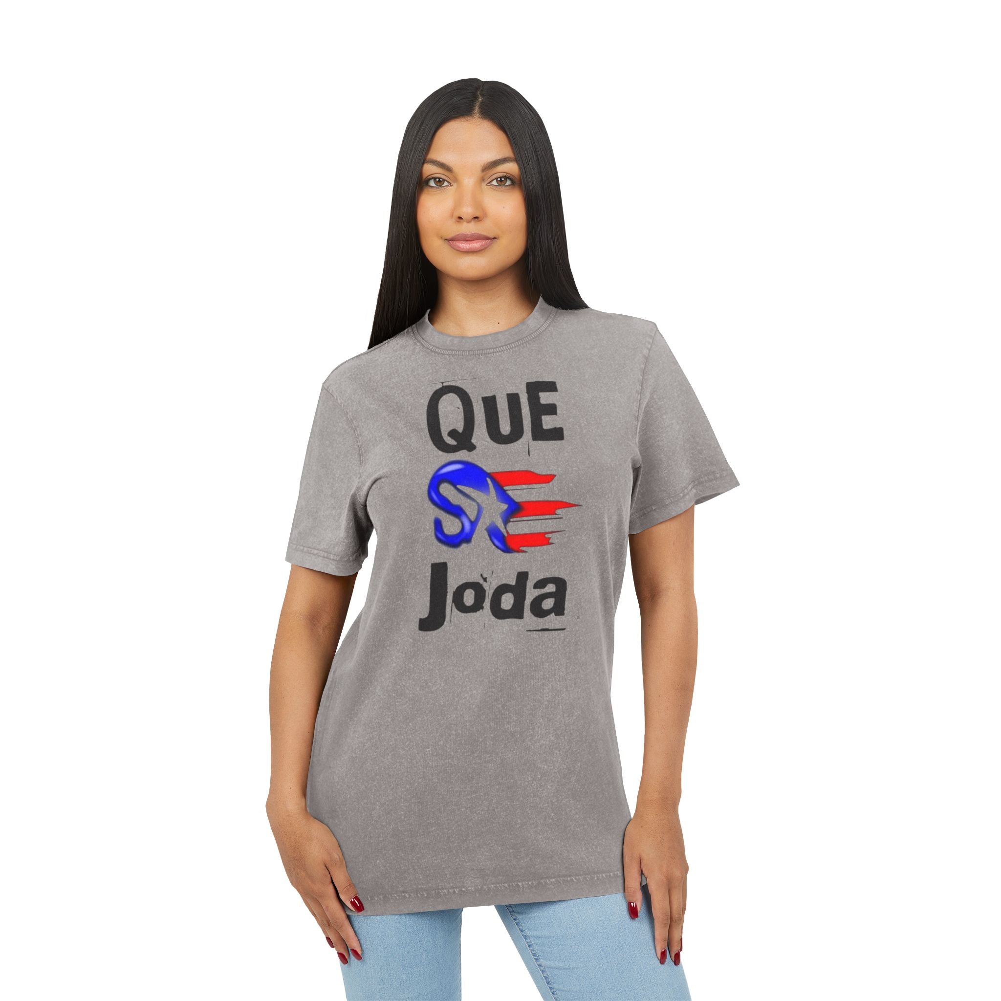 Que S Joda Acid-Wash Graphic Tee