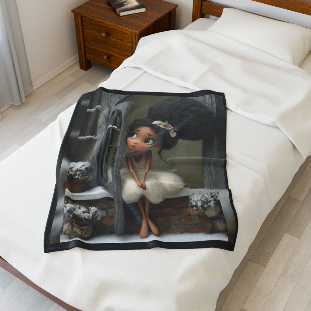 Cute Cozy Plush Blanket — Whimsical Ballerina Girl Velveteen Throw