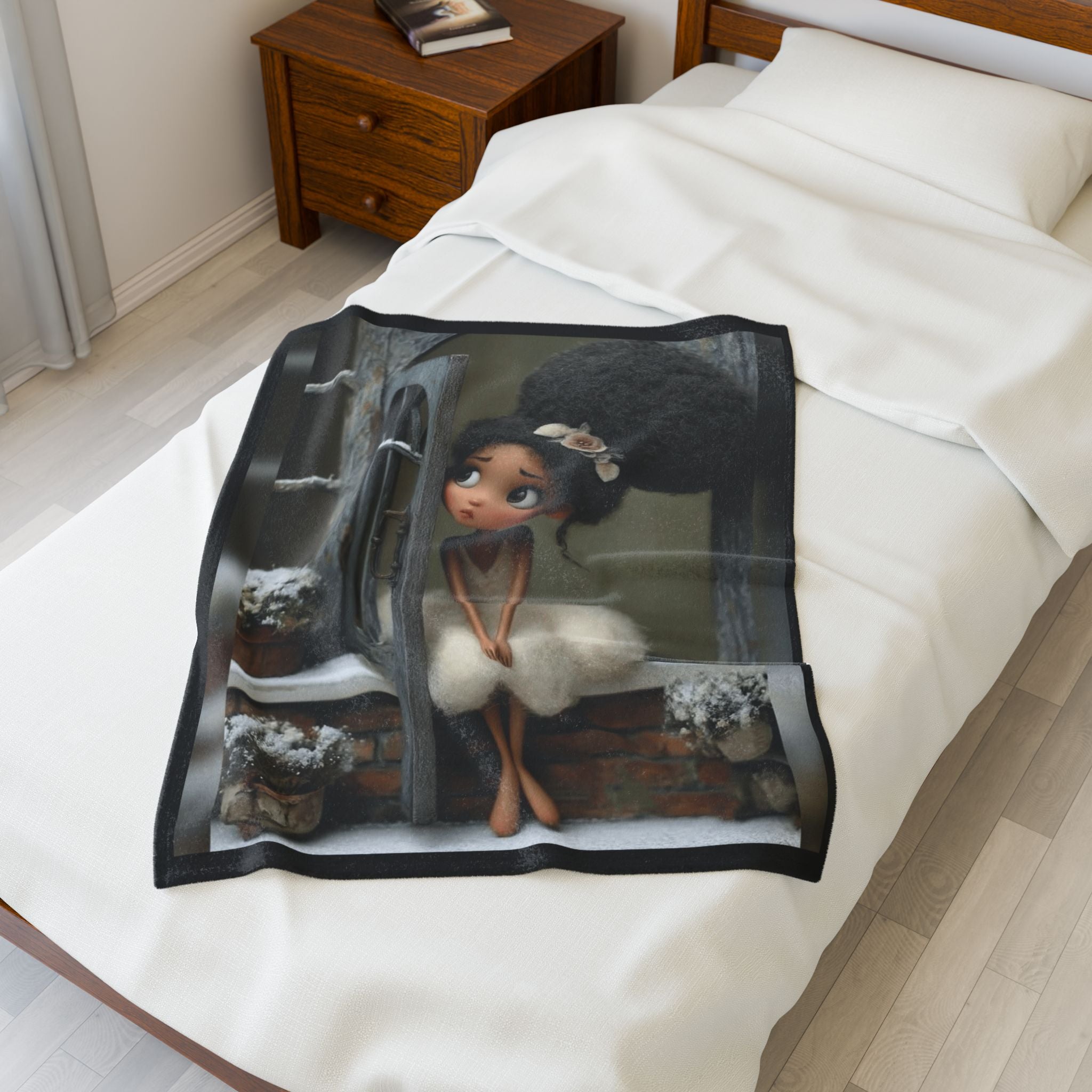 Cute Cozy Plush Blanket — Whimsical Ballerina Girl Velveteen Throw