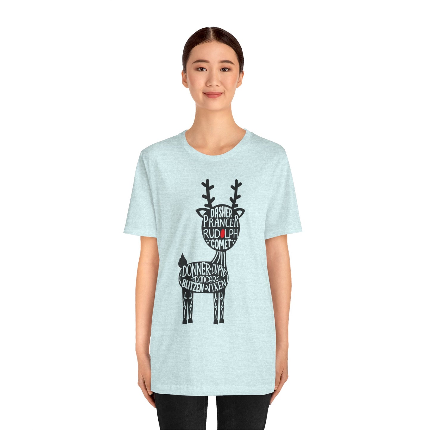 Christmas Reindeer Graphic Tee - Unisex Jersey Short Sleeve Shirt