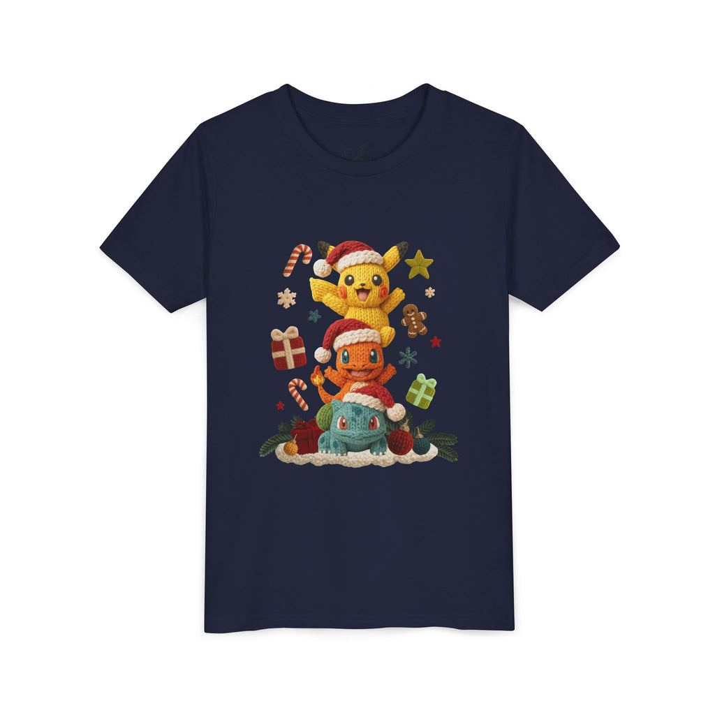Kids Holiday Tee  Cute Stacked cartoon Characters Christmas Design