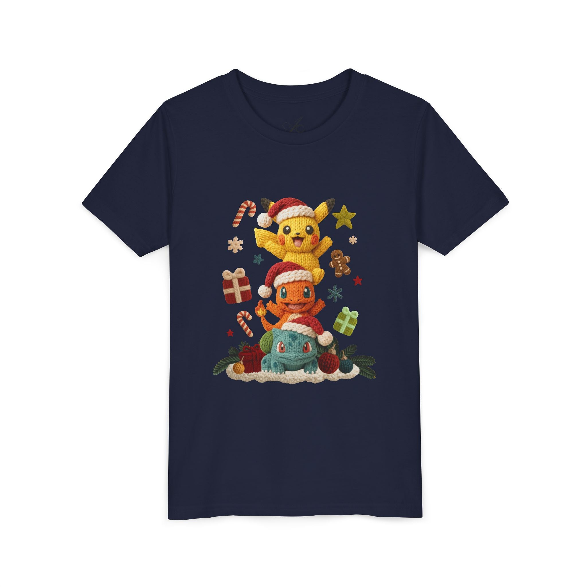 Kids Holiday Tee  Cute Stacked cartoon Characters Christmas Design