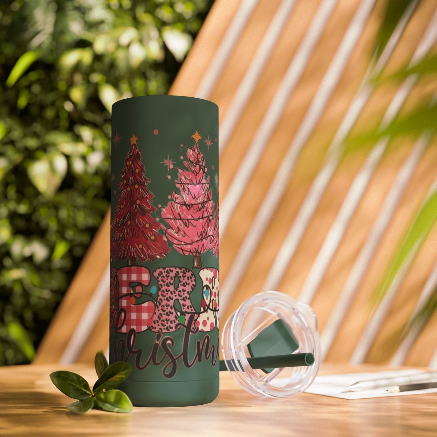 Christmas Tree Tumbler - 20oz Skinny Matte Drinkware Christmas gift mug