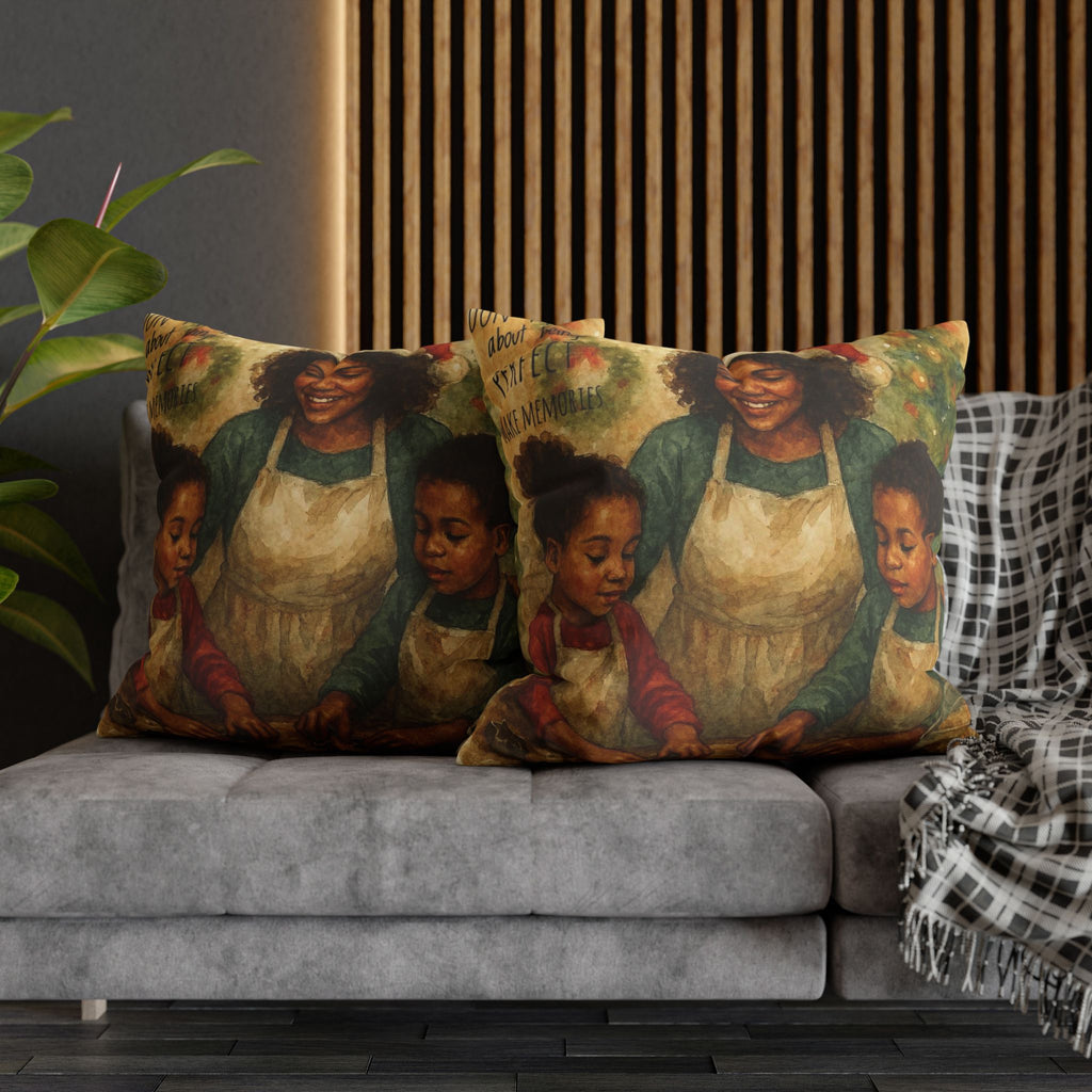 Holiday Baking Family Pillowcase — Square Decorative Throw Pillow