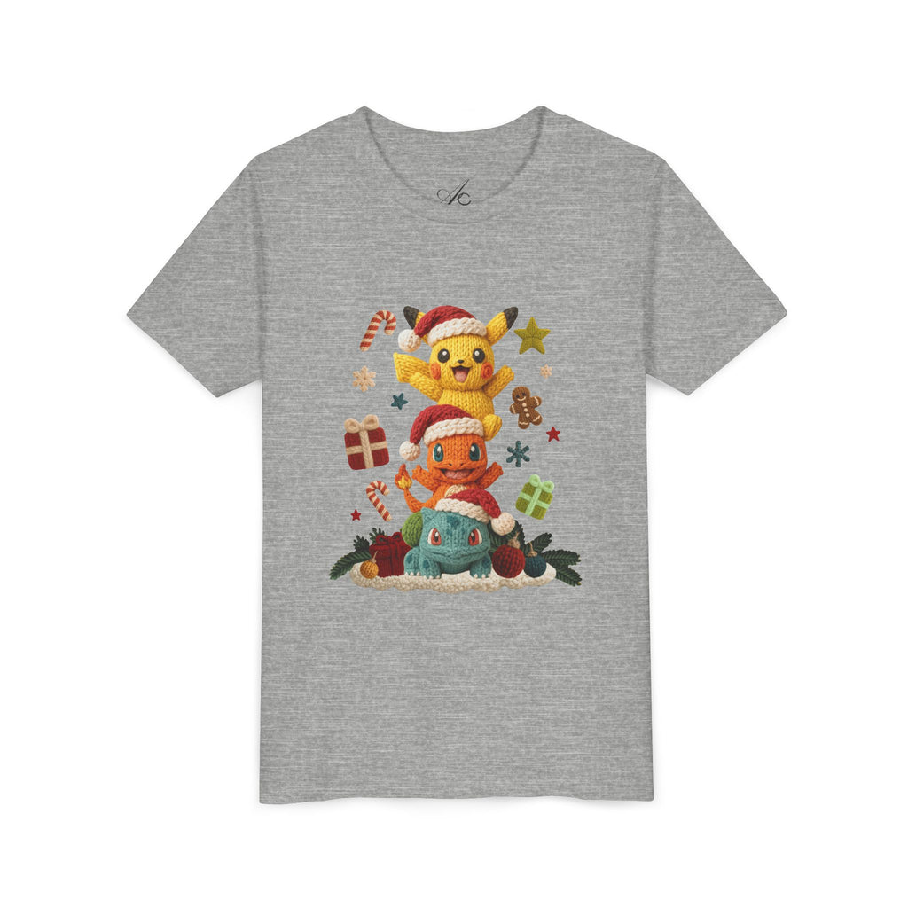 Kids Holiday Tee  Cute Stacked cartoon Characters Christmas Design