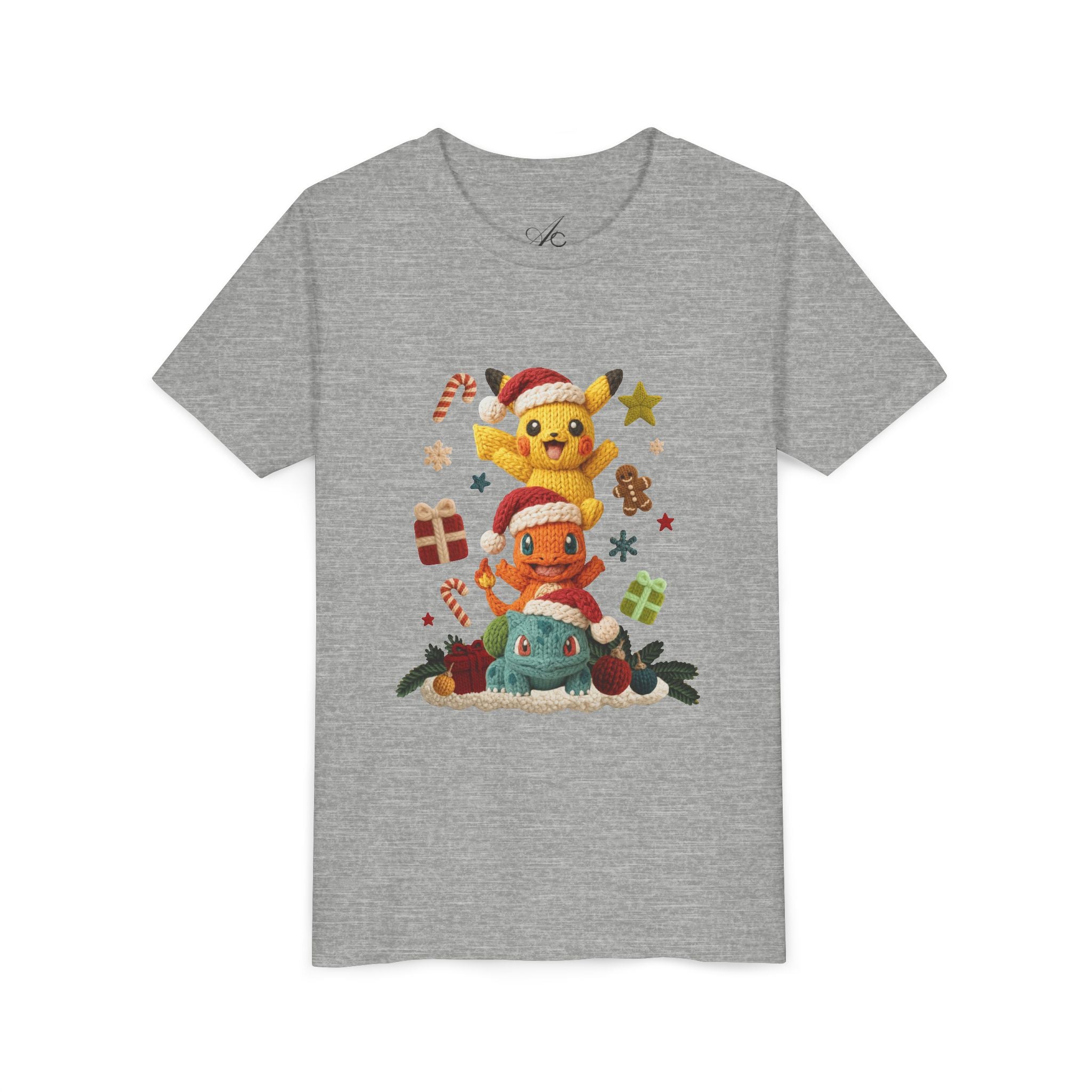 Kids Holiday Tee  Cute Stacked cartoon Characters Christmas Design