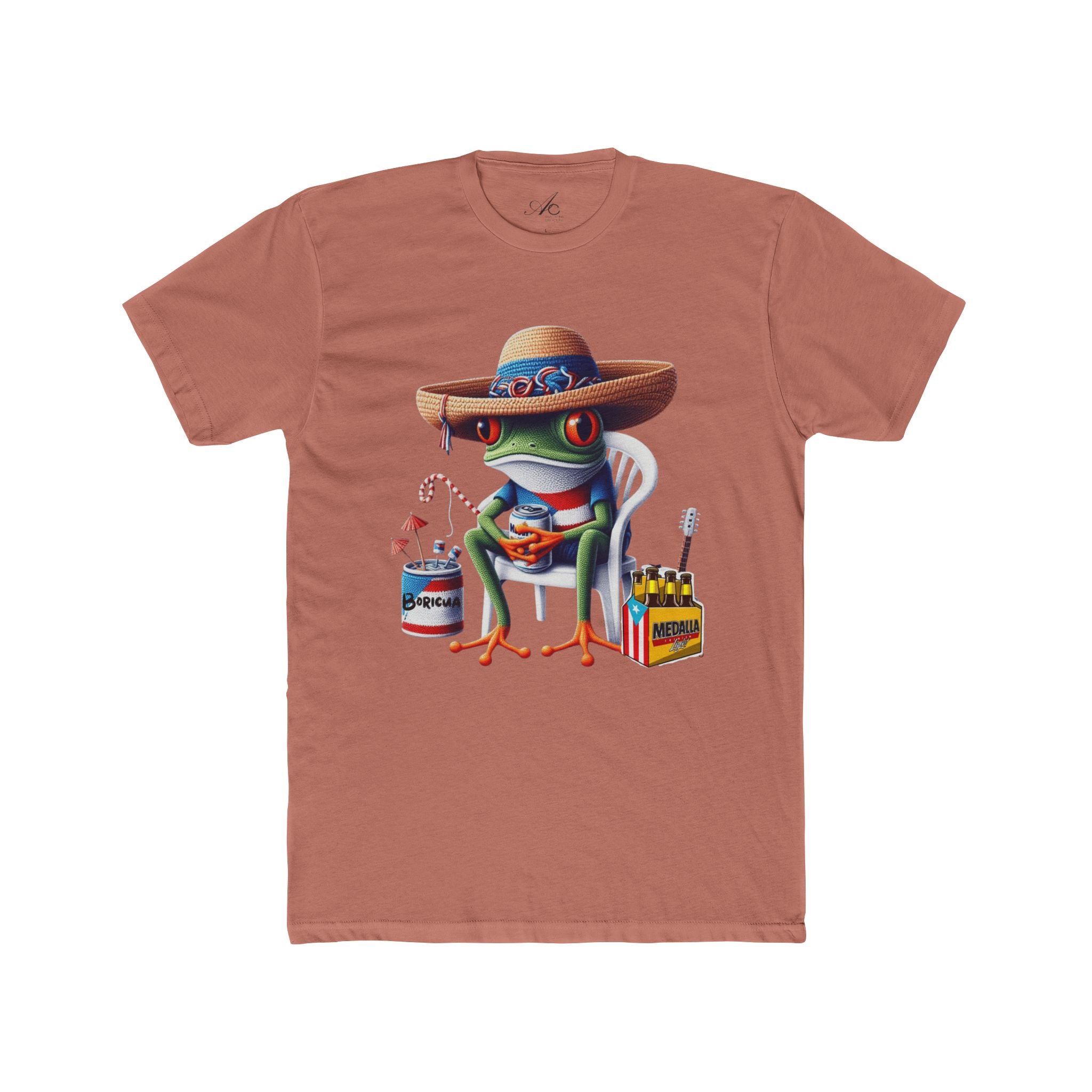 Puerto Rico’s Navidades Coqui Frog Fishing Tee  Cute Cartoon Frog Angler Graphic T‑Shirt