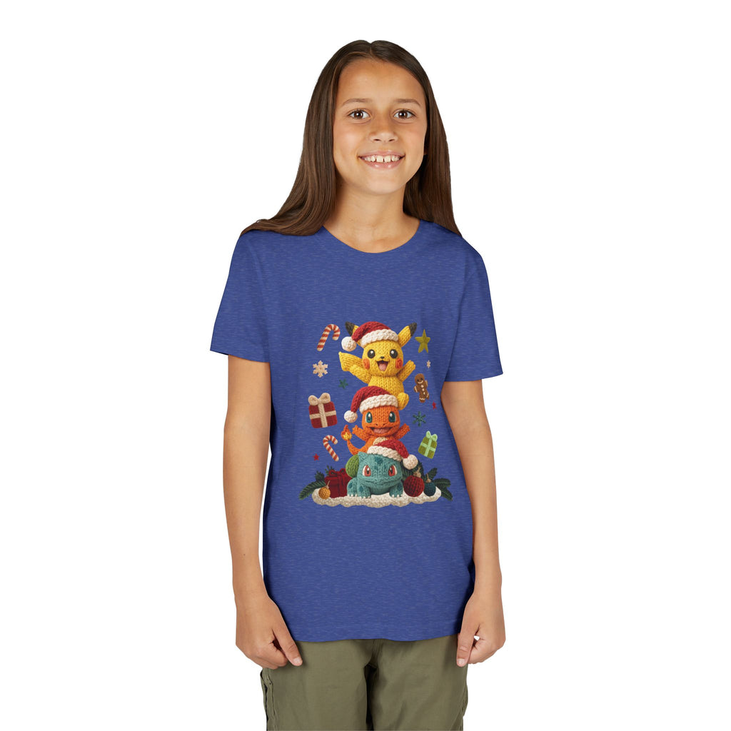Kids Holiday Tee  Cute Stacked cartoon Characters Christmas Design